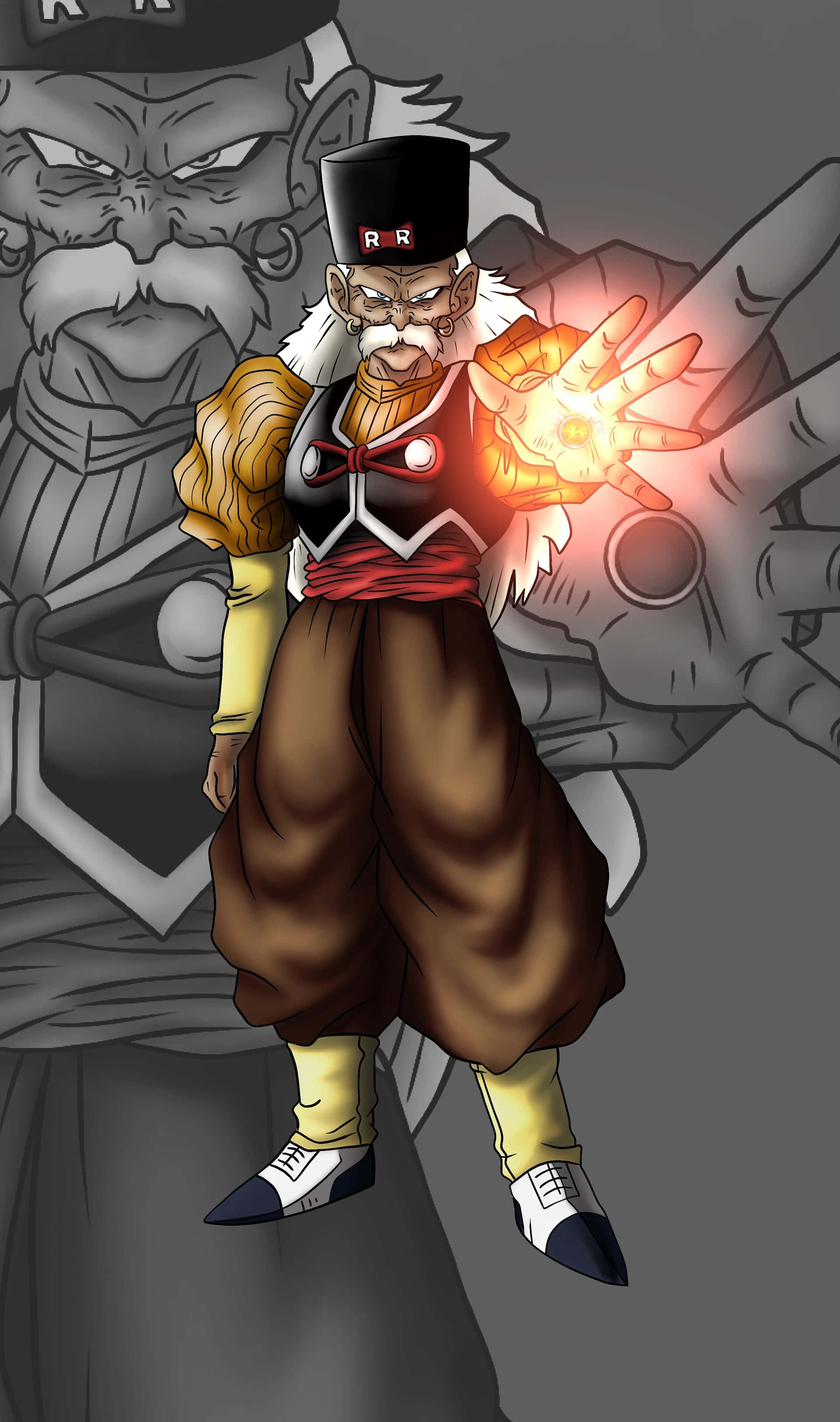 Dr Gero, black top hat, brown pants, 2K Phone Wallpaper
