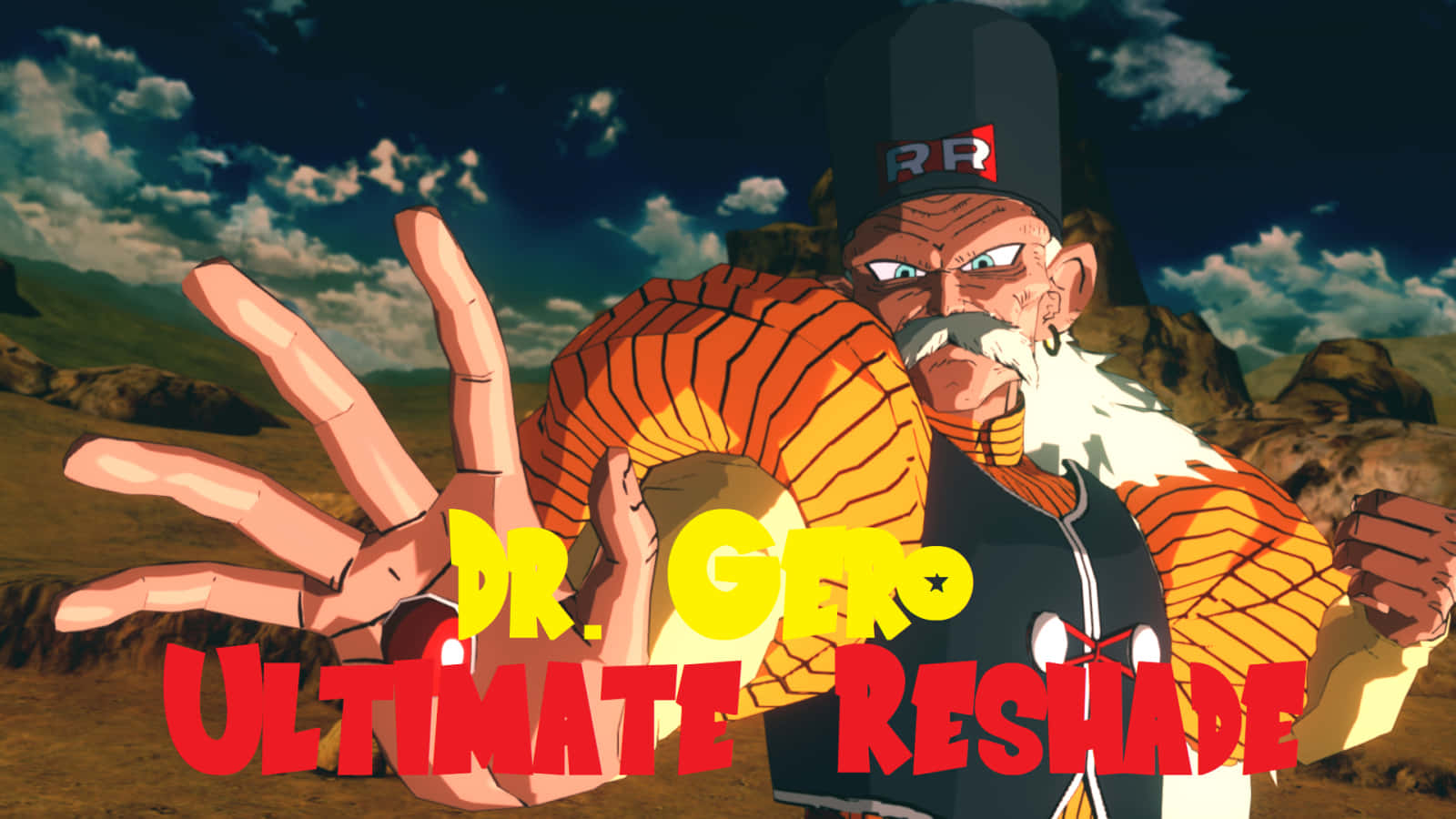 Dr Gero, orange and black armor, rocky desert, HD Desktop Wallpaper