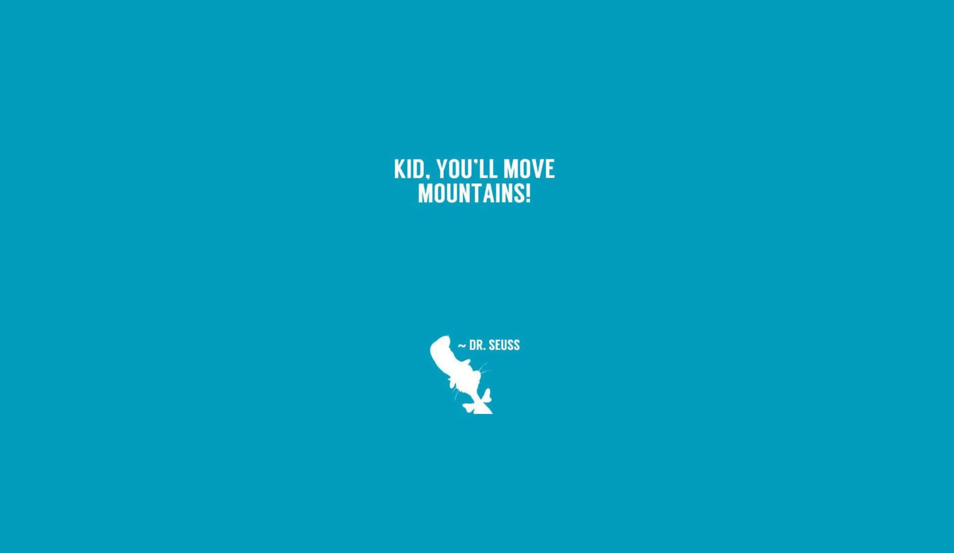 Dr Seuss, teal background, white text, Full HD Desktop Wallpaper