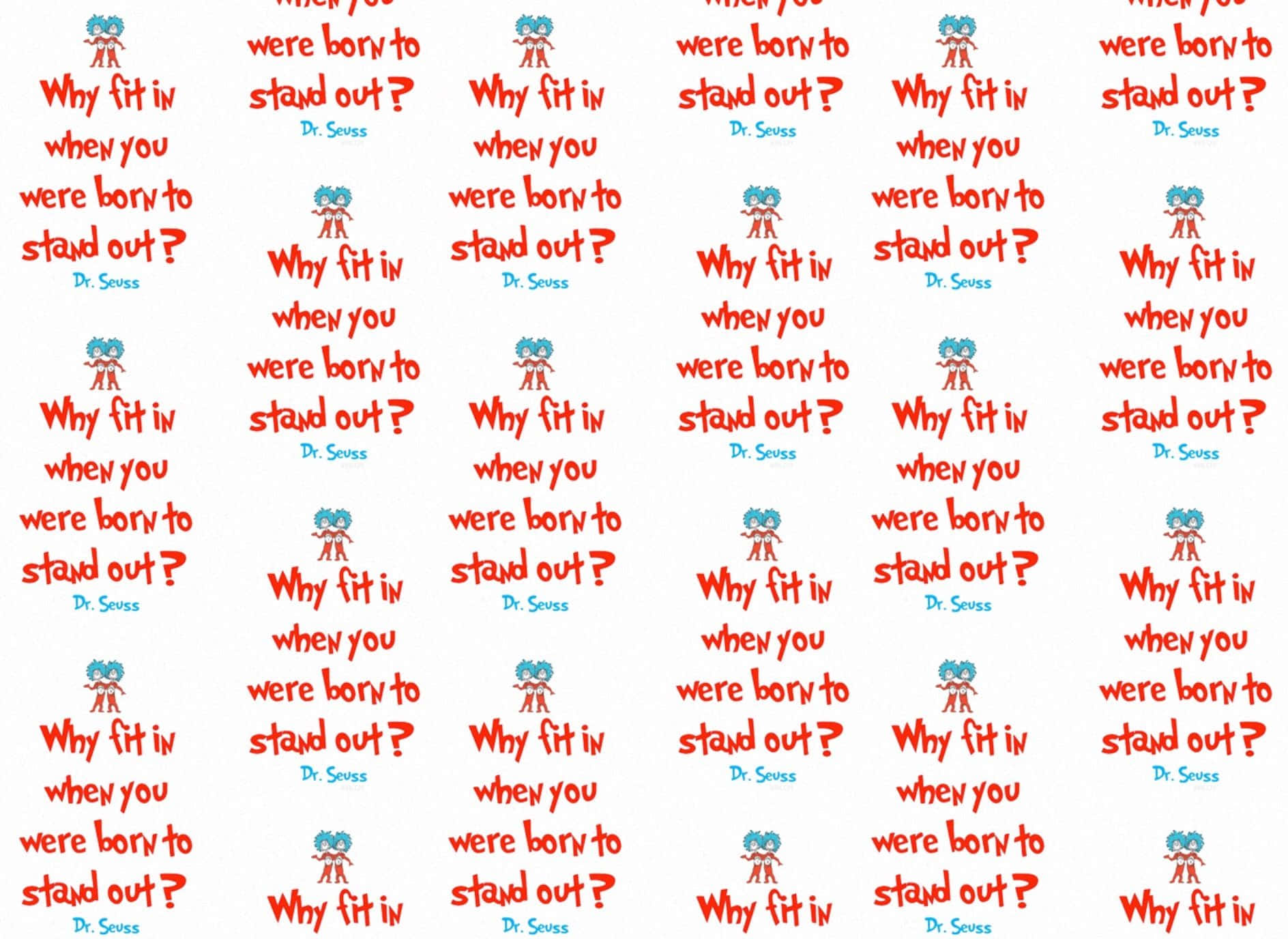 Dr. Seuss, red text, blue cartoon character, HD Desktop Wallpaper