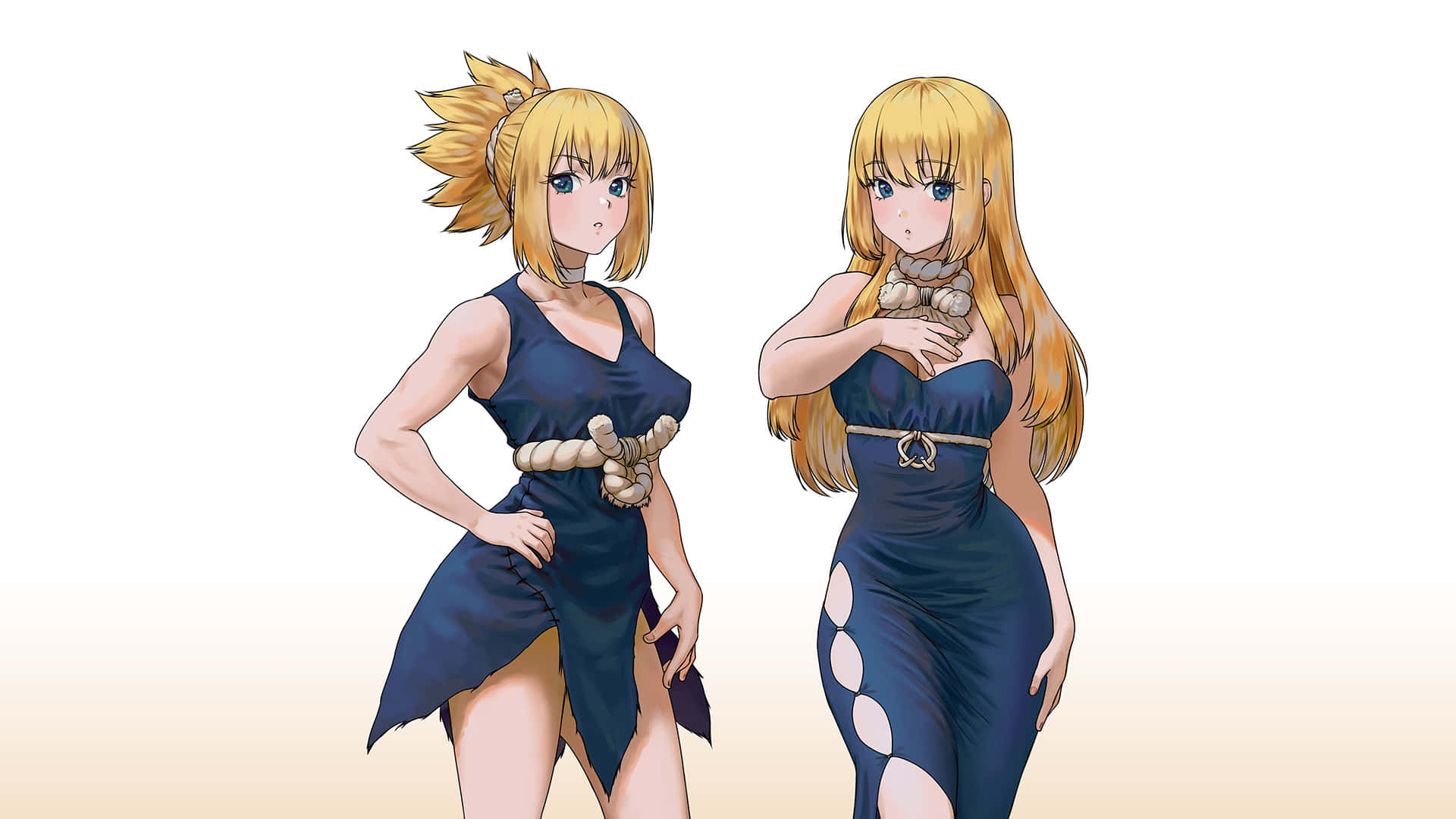 Dr Stone, Kohaku, blue dresses, Full HD Desktop Wallpaper