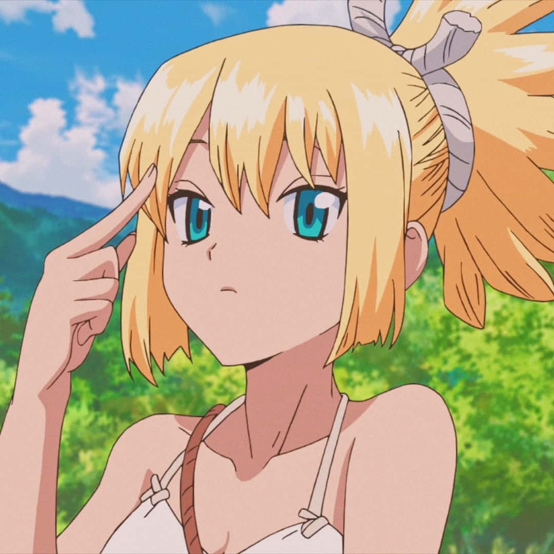 Dr Stone Kohaku, blonde anime girl, blue eyes, SD Desktop Wallpaper
