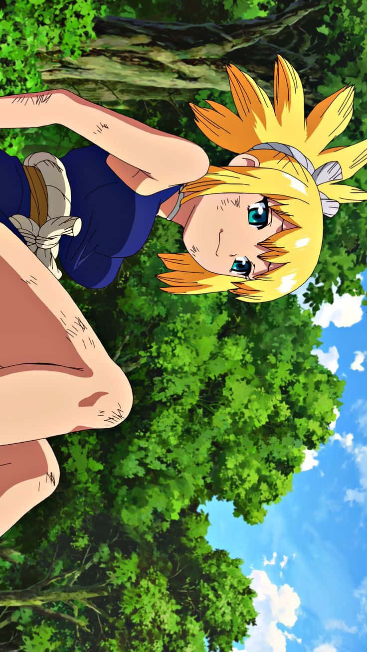 Dr Stone Kohaku, blonde anime girl, blue eyes, HD Phone Wallpaper