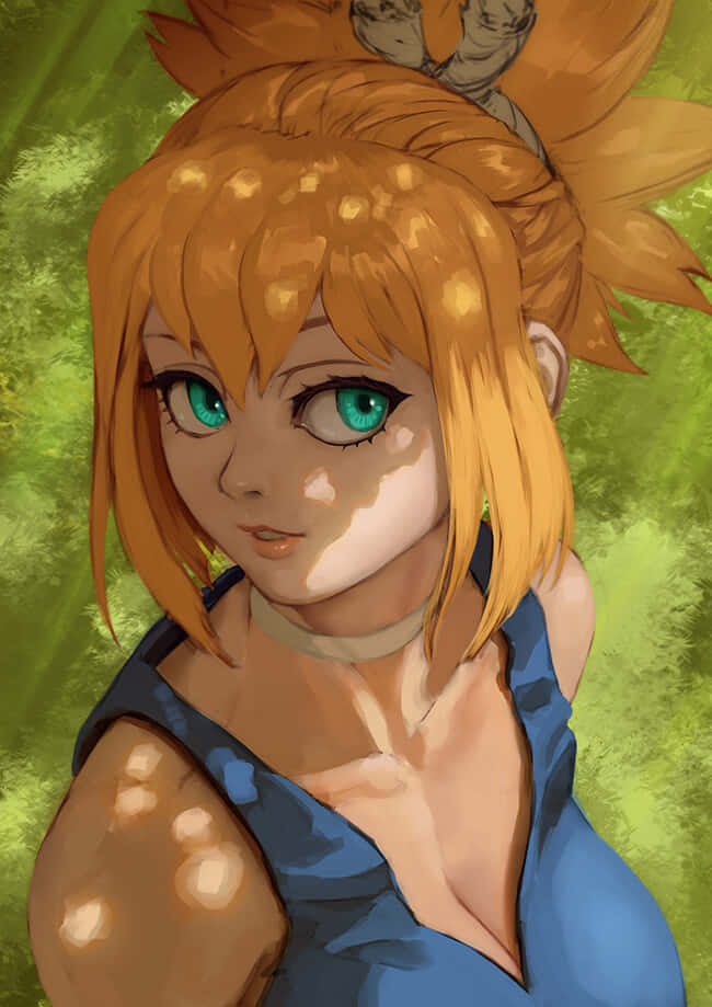 Dr Stone Kohaku, vibrant orange hair, striking teal eyes, SD Phone Wallpaper