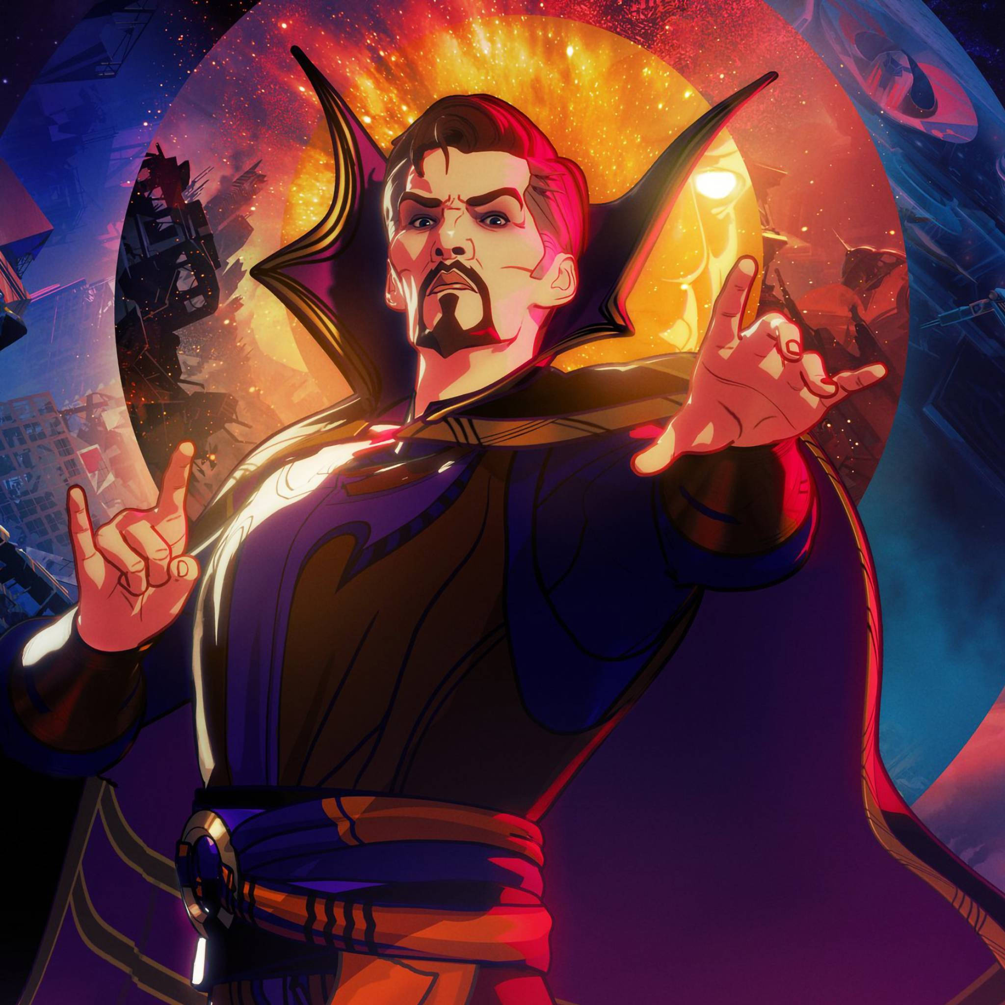 Dr Strange, cosmic portal, glowing hands, Full HD Desktop Wallpaper