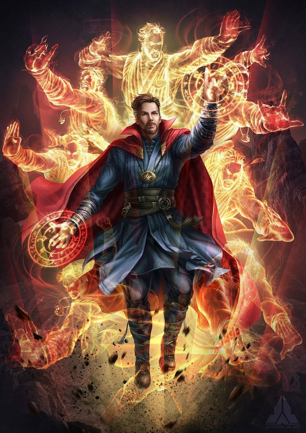 Dr Strange, glowing fiery spectral hands, mystical energy, HD Phone Wallpaper