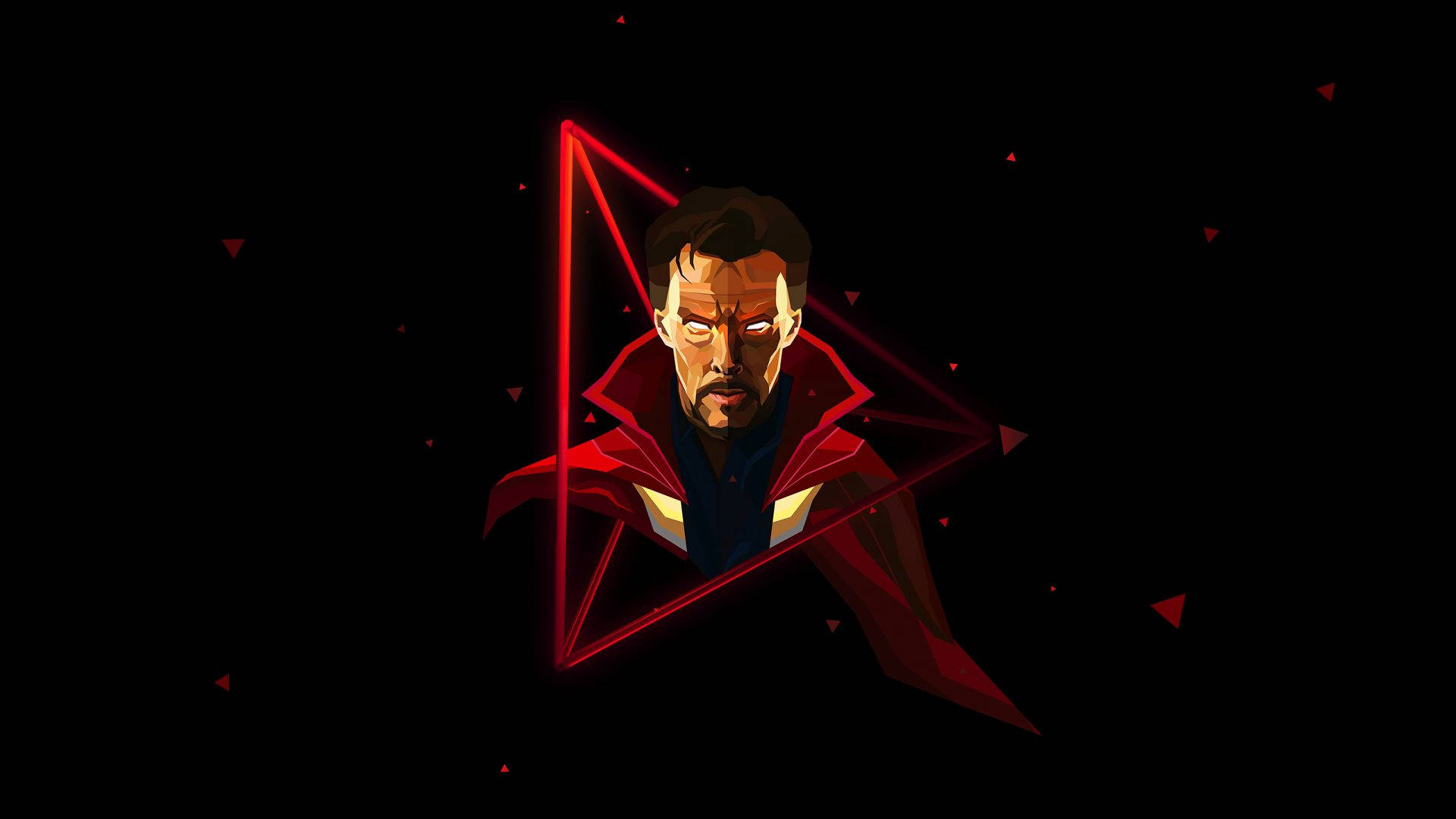 Dr Strange, red triangle, glowing red triangles, Full HD Desktop Wallpaper