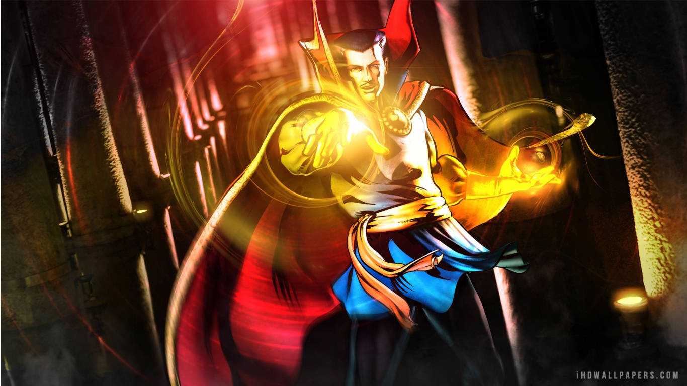 Dr Strange, golden mystical energy, dark, swirling architectural backdrop, HD Desktop Wallpaper