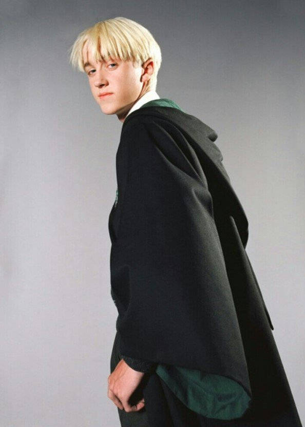 Draco Malfoy, platinum blonde hair, dark robe, SD Phone Wallpaper