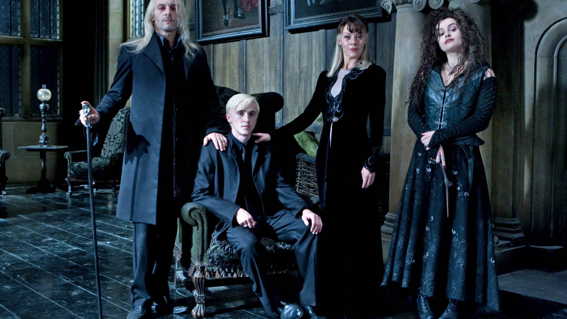 Draco Malfoy, family, gothic mansion, Full HD Desktop Wallpaper