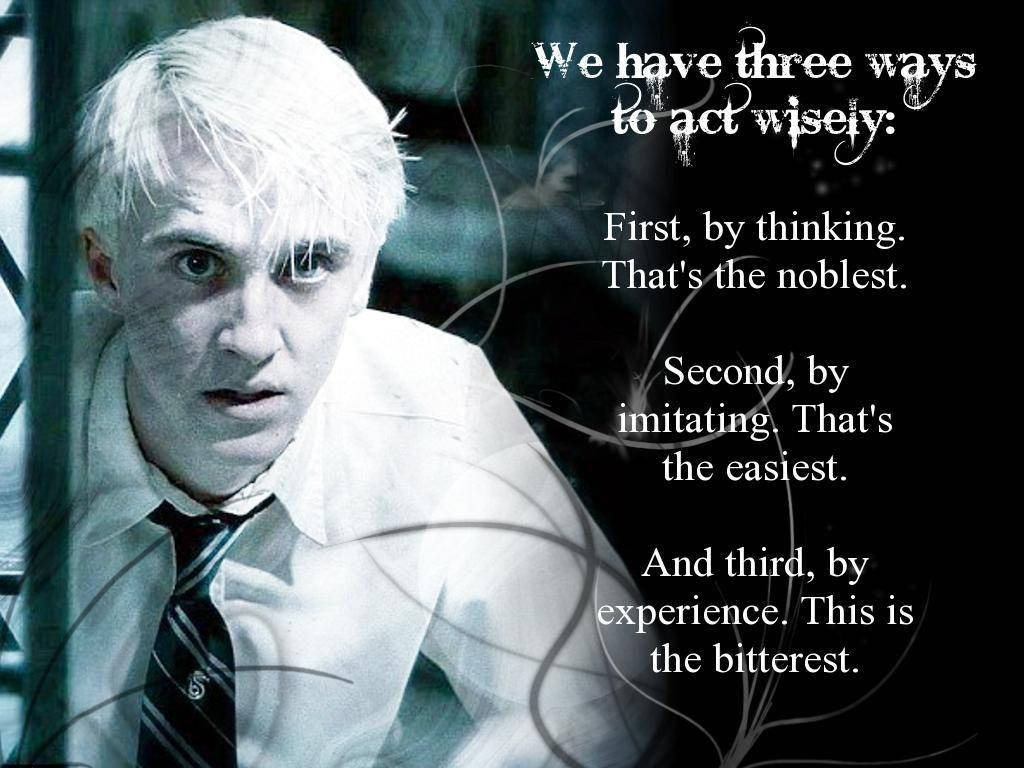 Draco Malfoy, white hair, stylized text, SD Desktop Wallpaper