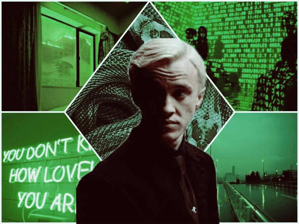 neon green, Draco Malfoy, digital code, SD Desktop Wallpaper