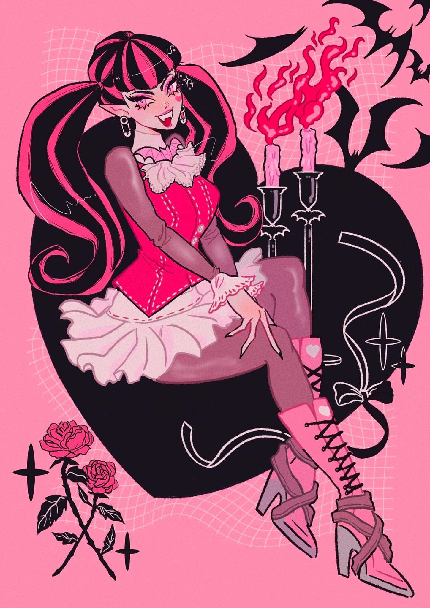 Draculaura, pink, black, Full HD Phone Wallpaper