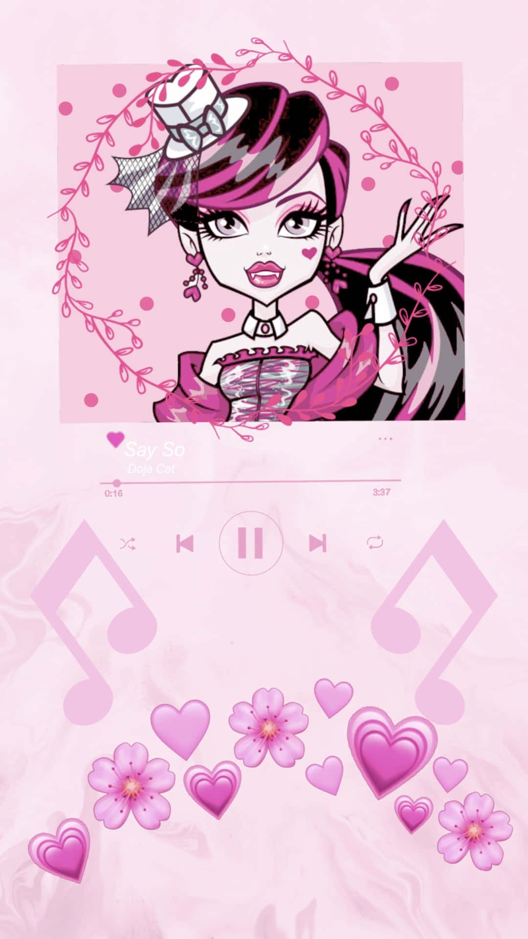 Draculaura, pink-themed, stylized cartoon girl, Full HD Phone Wallpaper