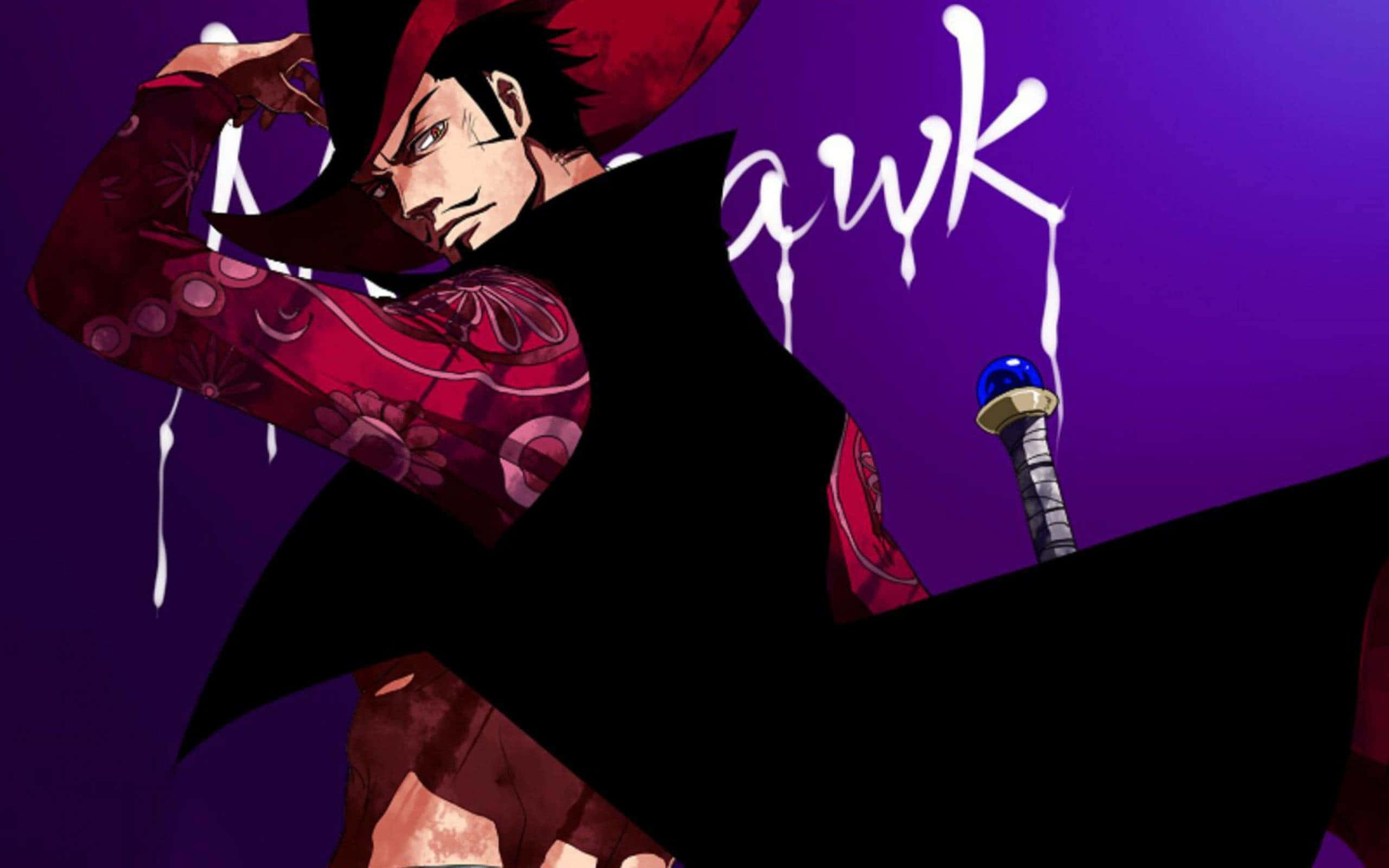 Dracule Mihawk, red tattoos, black coat, 2K Desktop Wallpaper