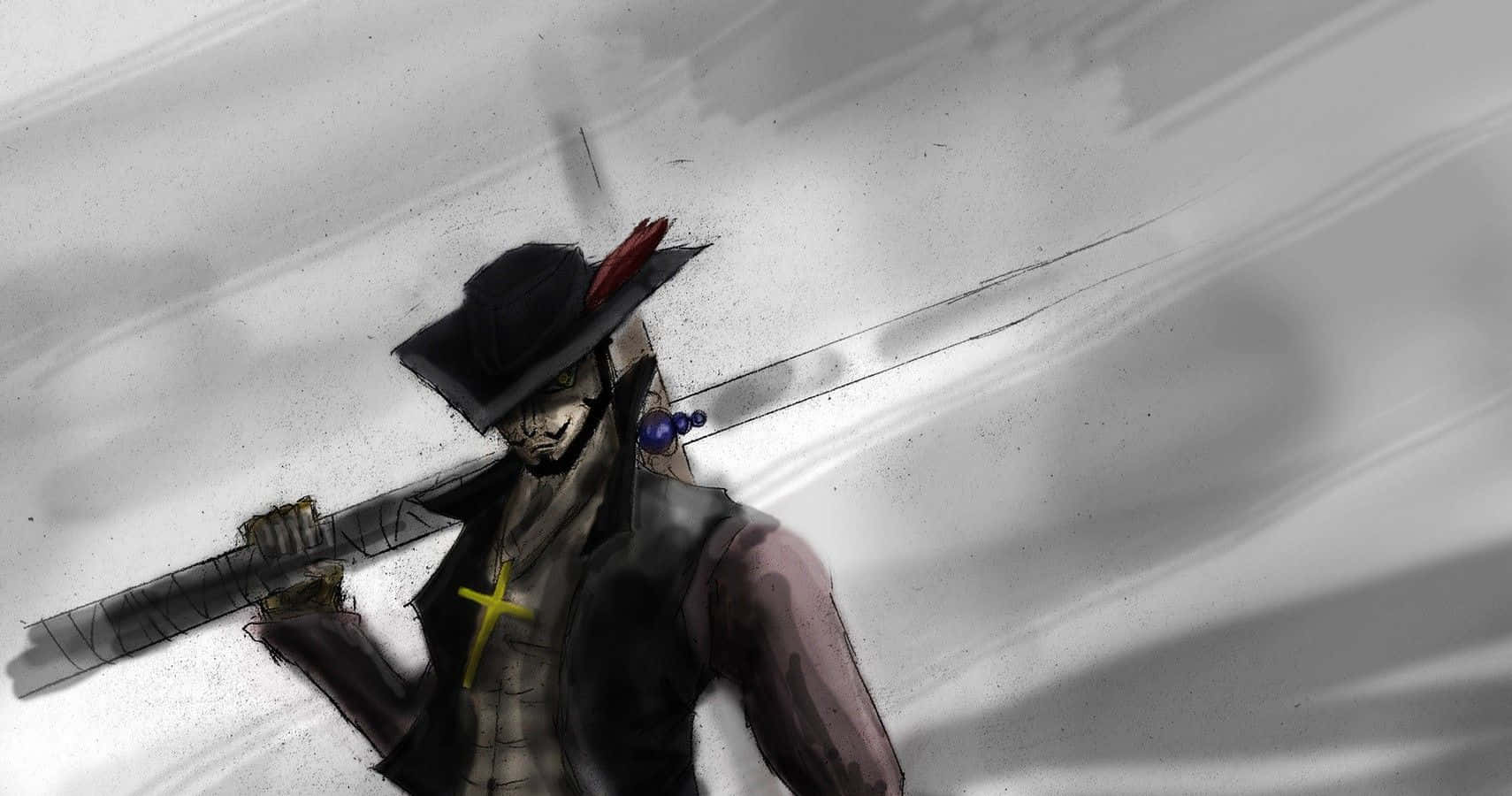 Dracule Mihawk, black hat, red feather, HD Desktop Wallpaper