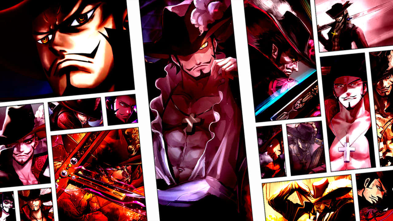 Dracule Mihawk, anime collage, intense male characters, HD Desktop Wallpaper