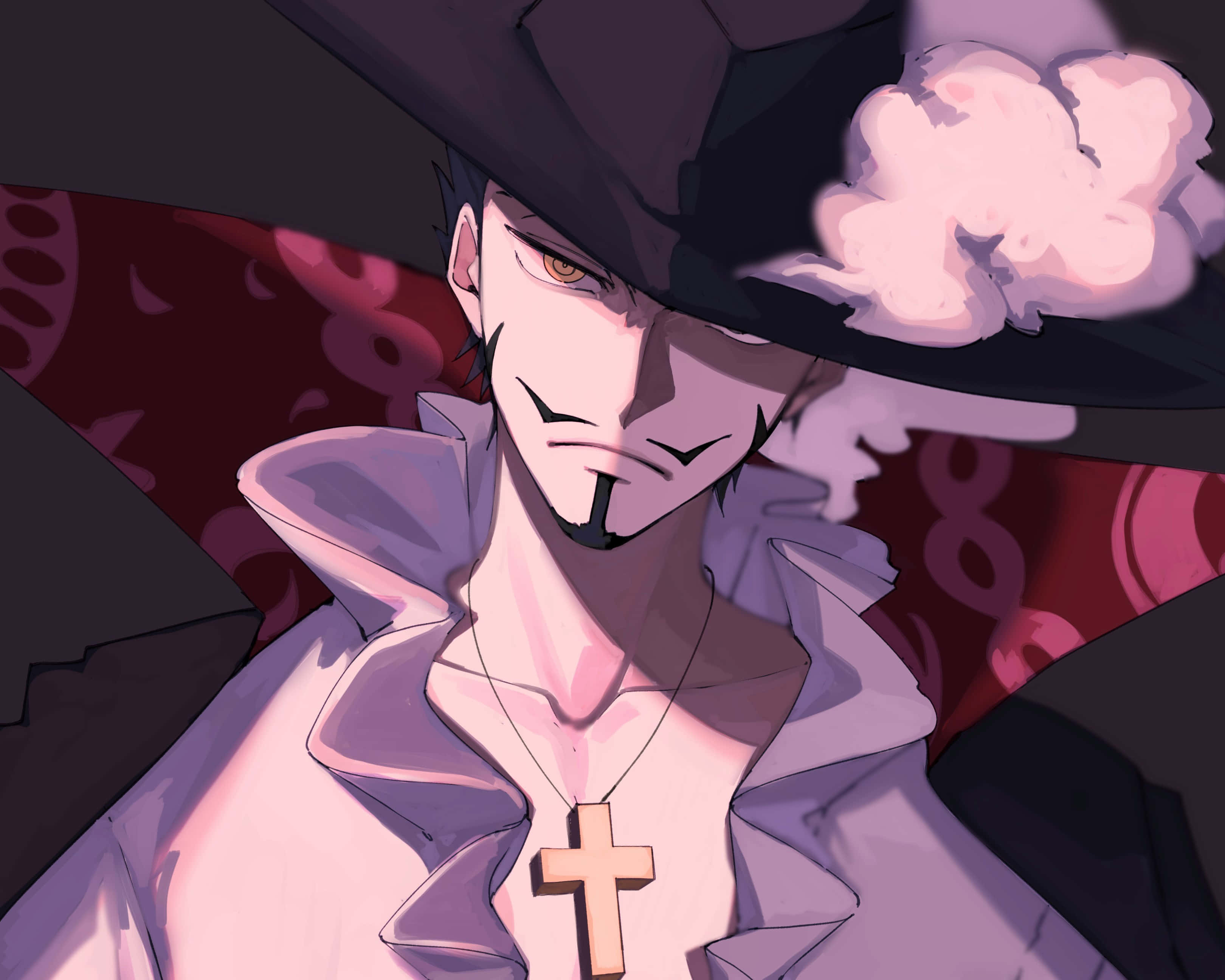 Dracule Mihawk, wide-brimmed hat, white coat, 2K Desktop Wallpaper
