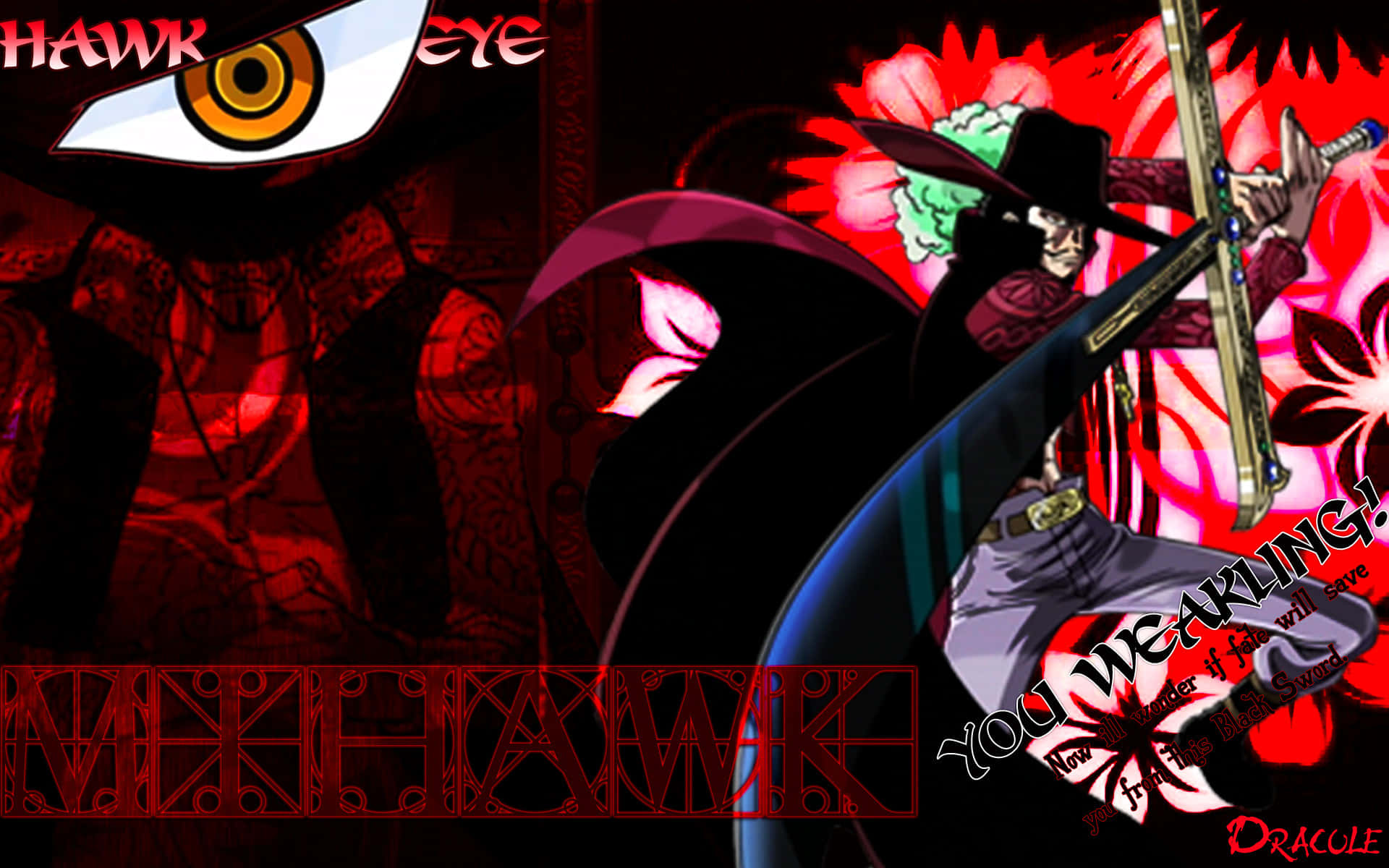 Dracule Mihawk, black hat, sword, Full HD Desktop Wallpaper