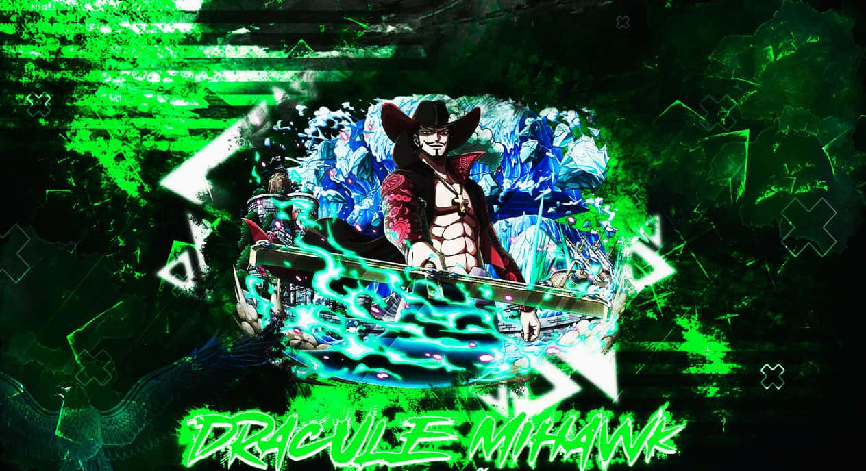 Dracule Mihawk, glowing sword, electric blue, SD Desktop Wallpaper