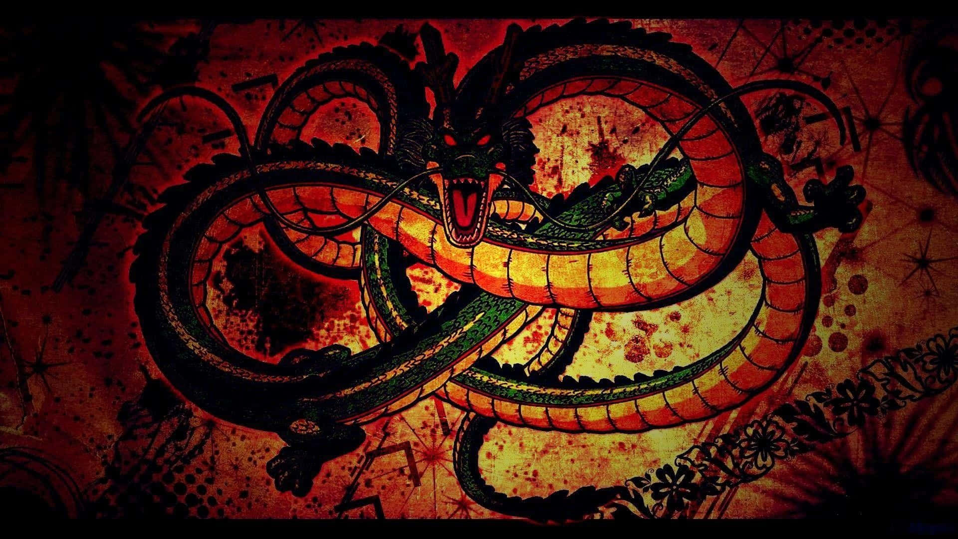 mystical dragon, glowing red eyes, textured red and orange background, Full HD Desktop Wallpaper