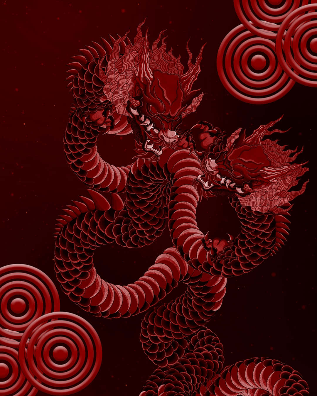 crimson dragon, intricate scales, dark red background, HD Phone Wallpaper