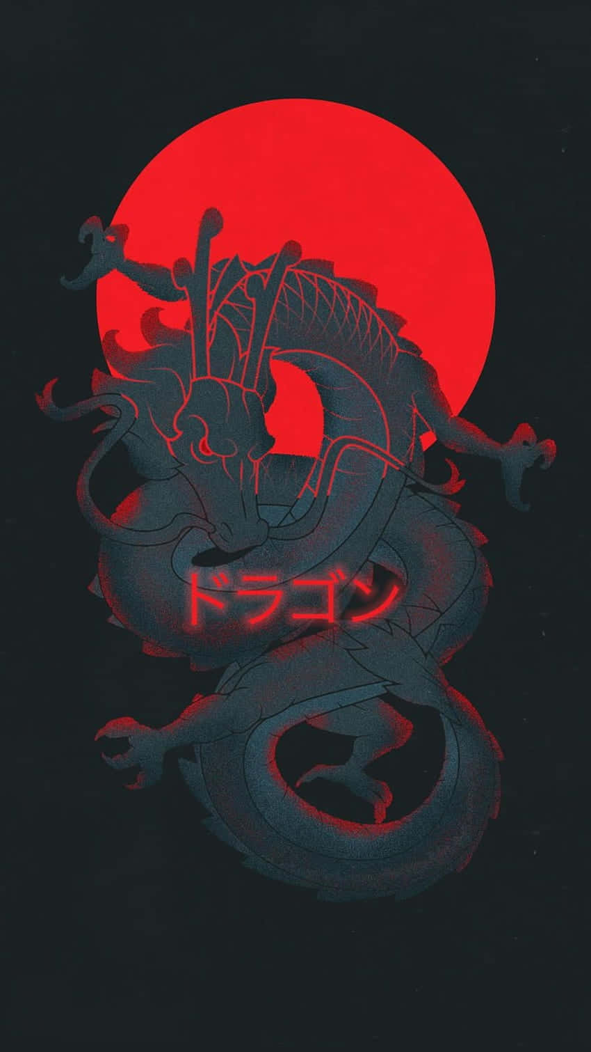 Red Moon Dragon, dark blue dragon, glowing red sun, HD Phone Wallpaper