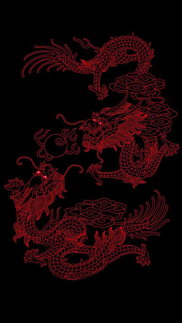 red dragon, glowing eyes, flowing manes, HD Phone Wallpaper