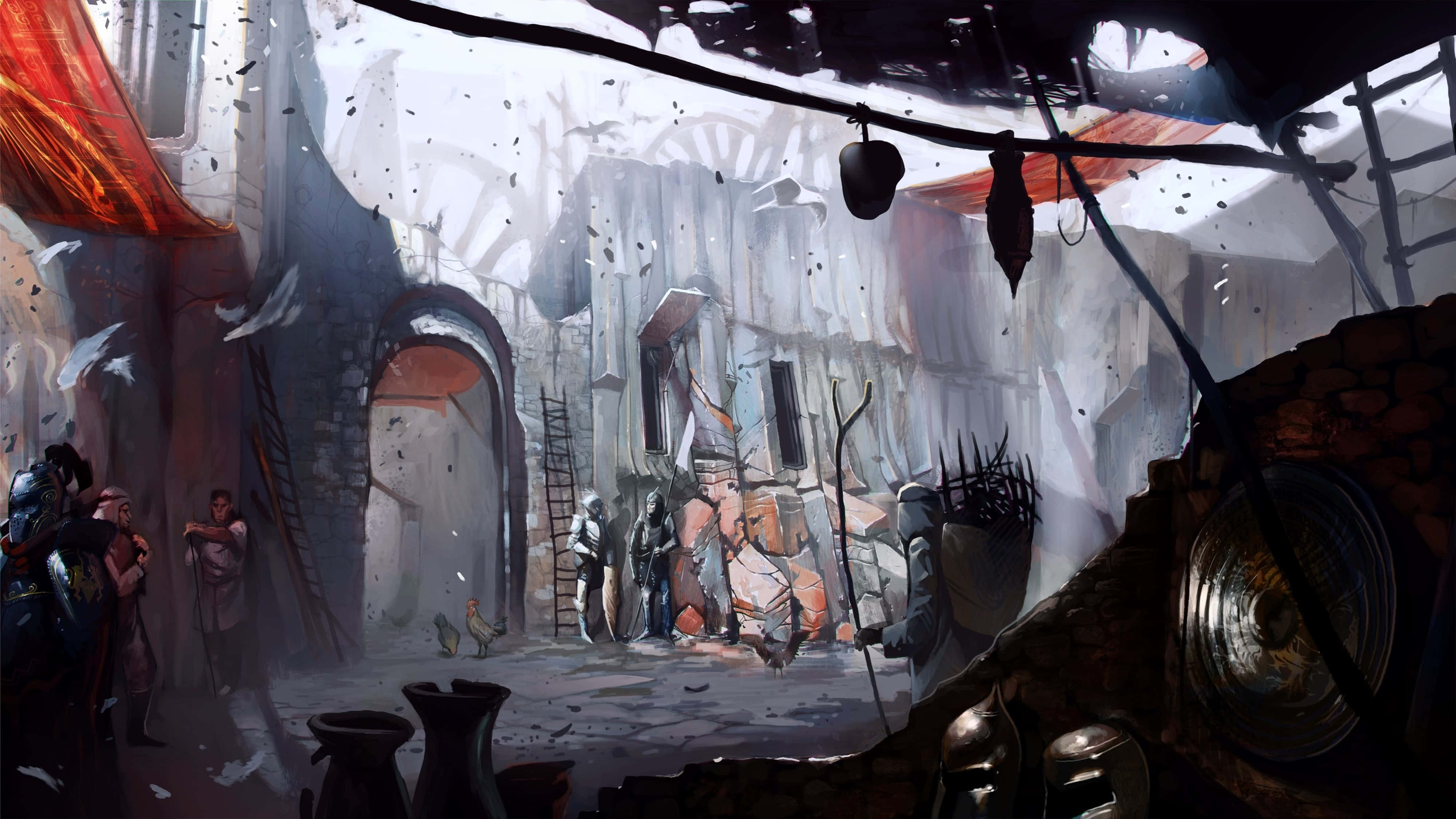 Dragon Age, 4K, medieval alleyway, 4K Desktop Wallpaper