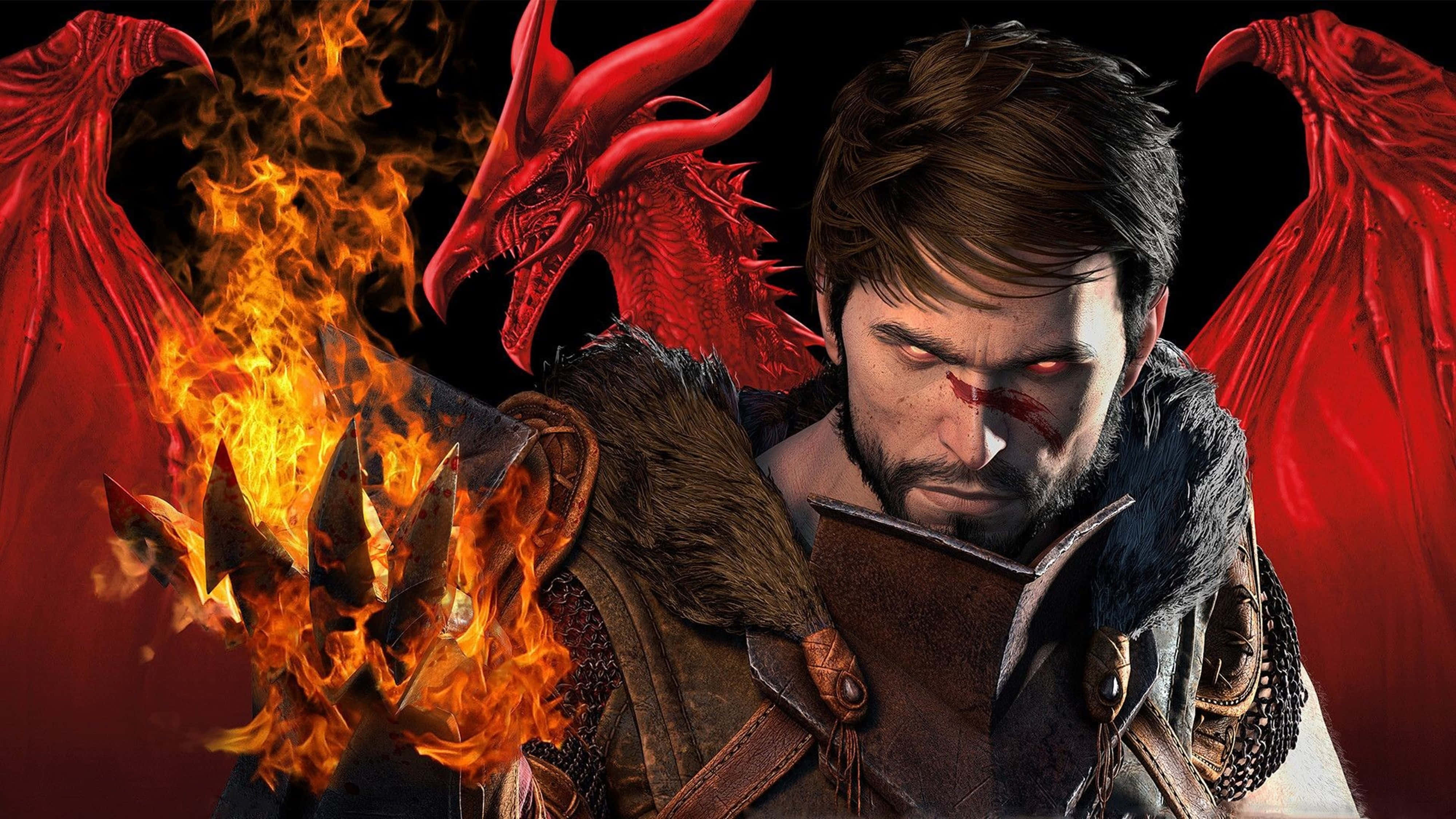 Dragon Age 4K, warrior, glowing red eyes, 4K Desktop Wallpaper