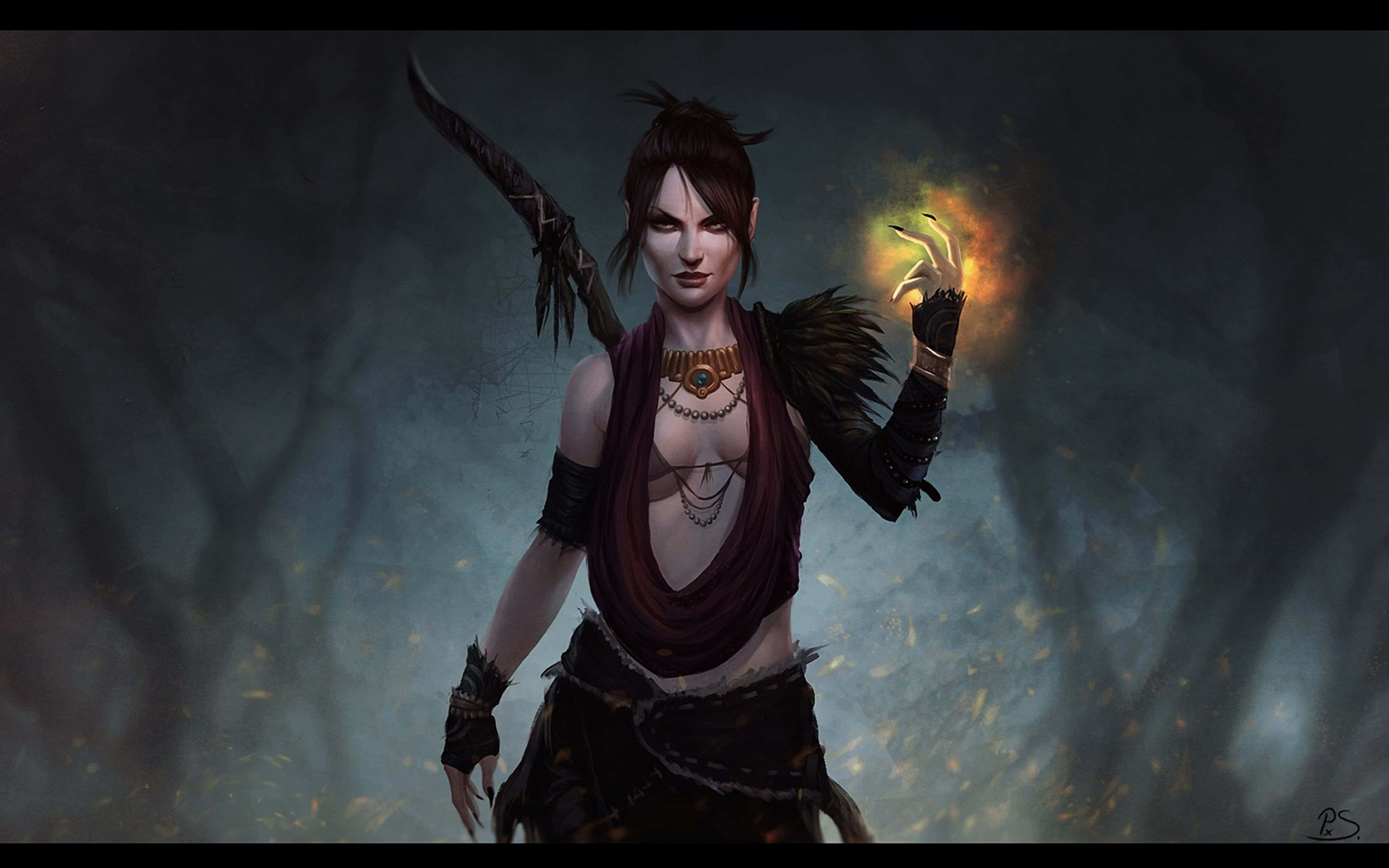 Dragon Age, fantasy warrior, glowing magic, 4K Desktop Wallpaper