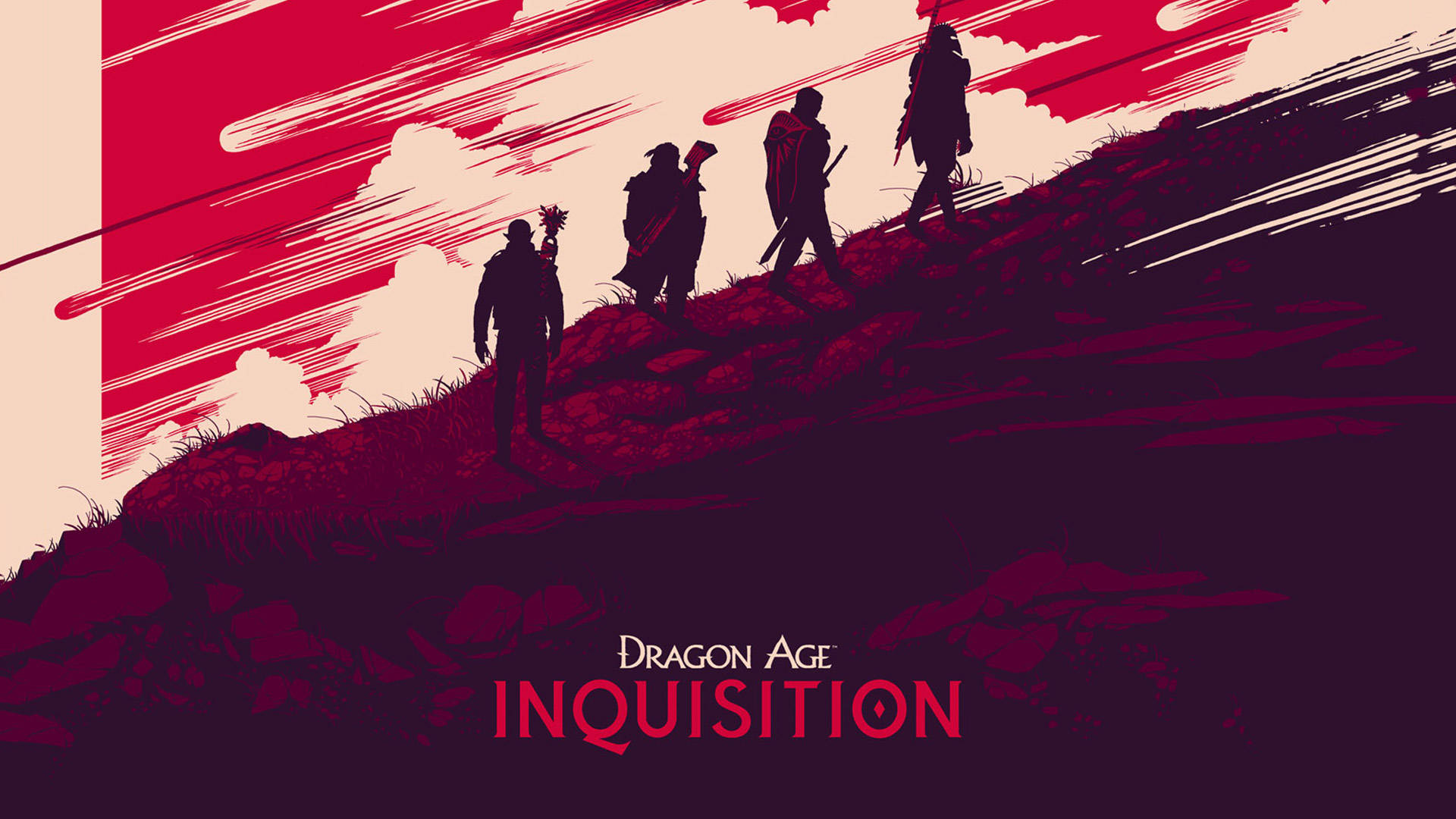 Dragon Age Inquisition, red themed, rugged hill, Full HD Desktop Wallpaper
