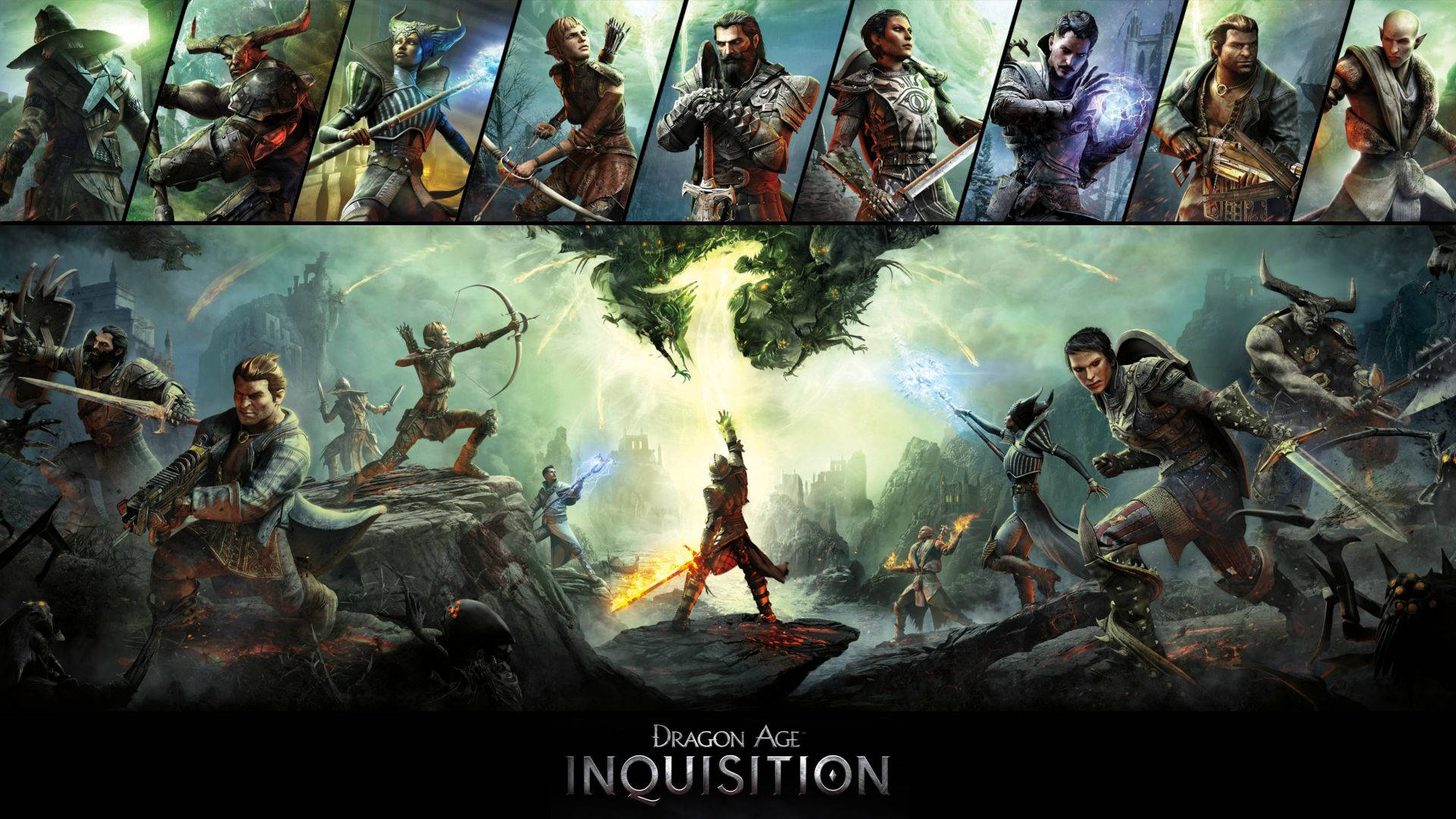 Dragon Age Inquisition, warriors, dragons, Full HD Desktop Wallpaper