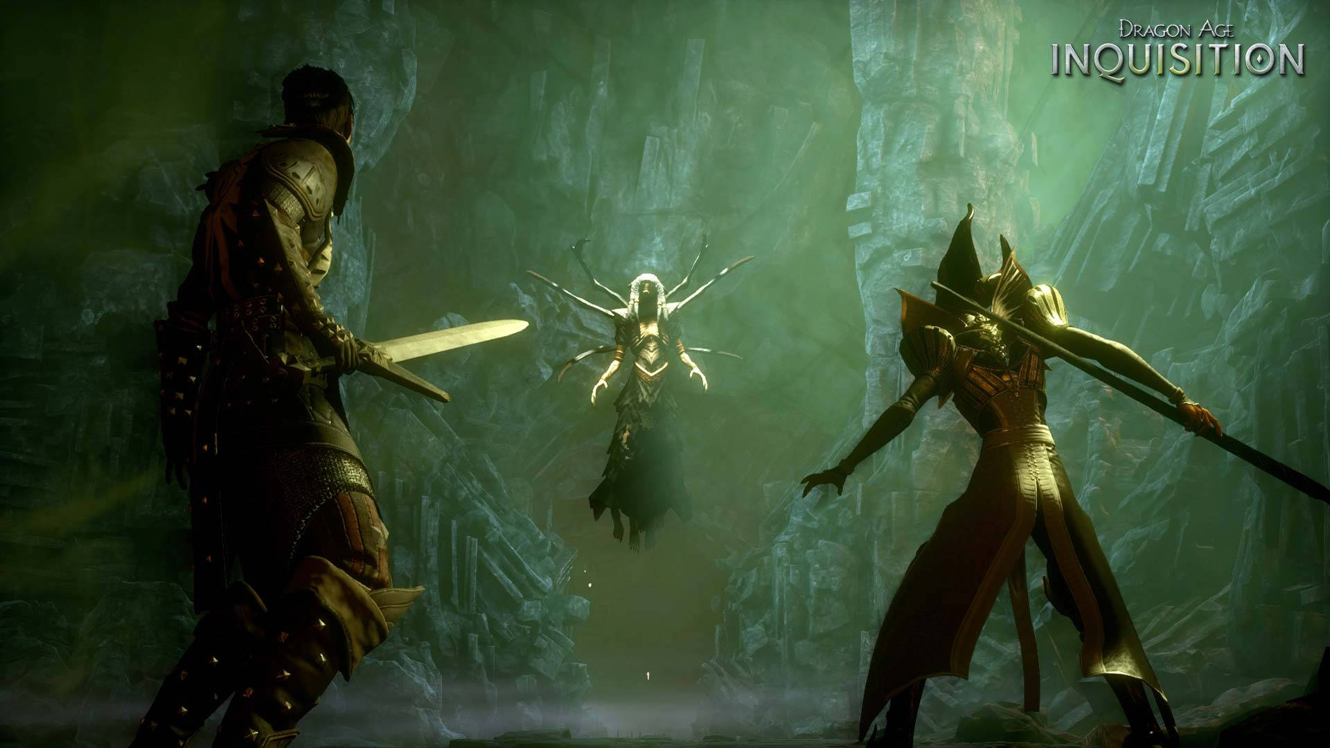 Dragon Age Inquisition, warriors, glowing spectral figure, Full HD Desktop Wallpaper