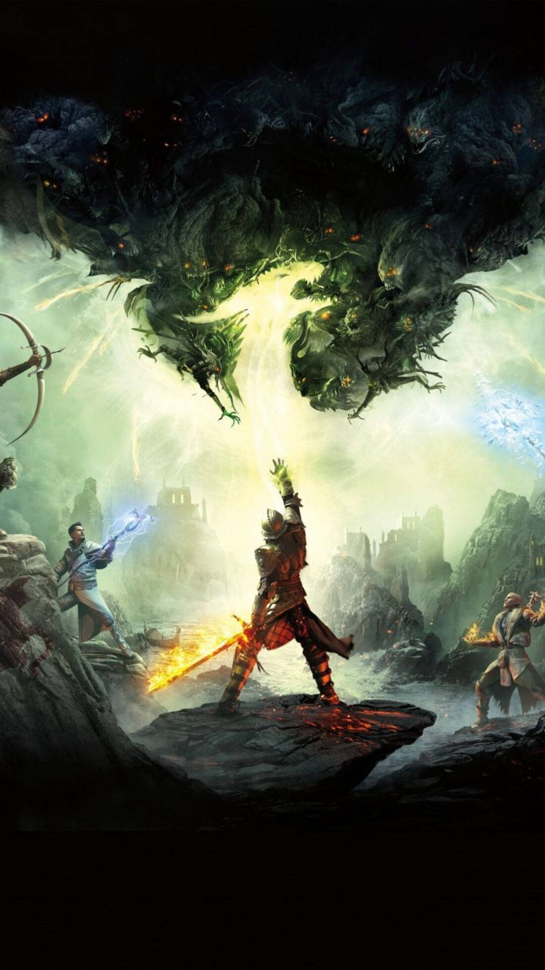 Dragon Age Inquisition, warrior, flaming sword, Full HD Phone Wallpaper