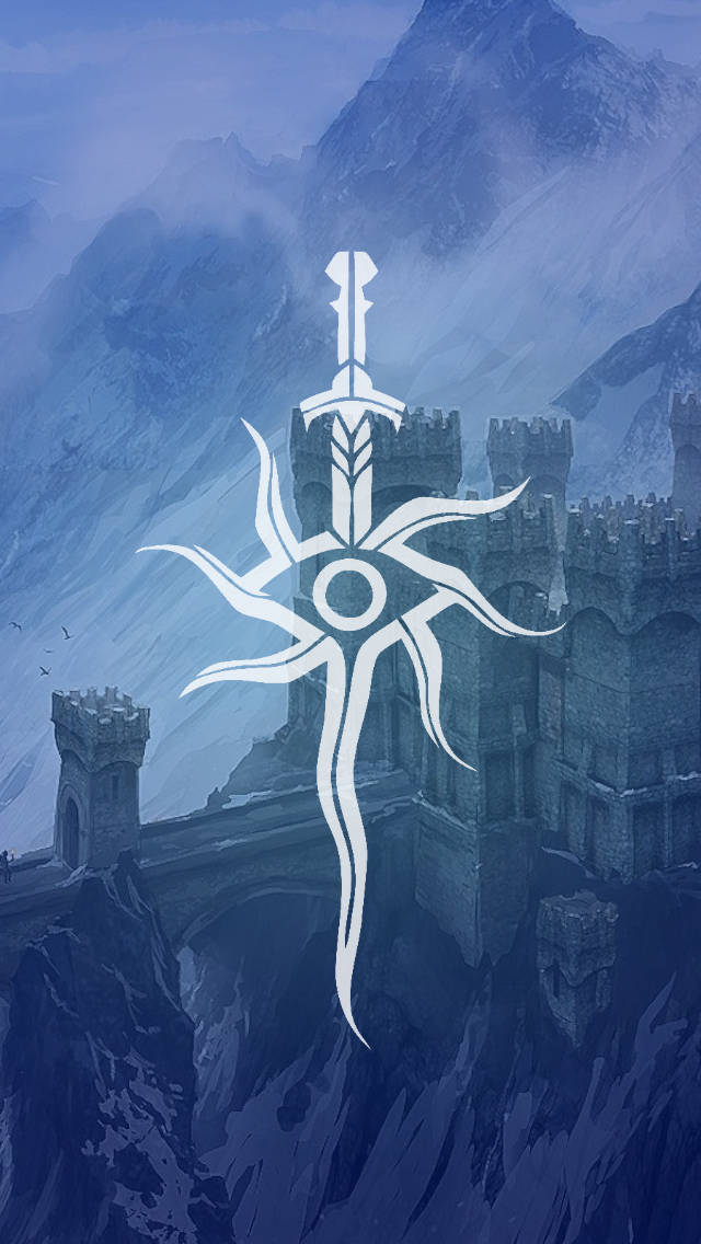 Dragon Age, blue, glowing white sword, SD Phone Wallpaper