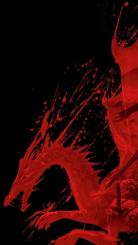 Dragon Age, red dragon, black background, SD Phone Wallpaper