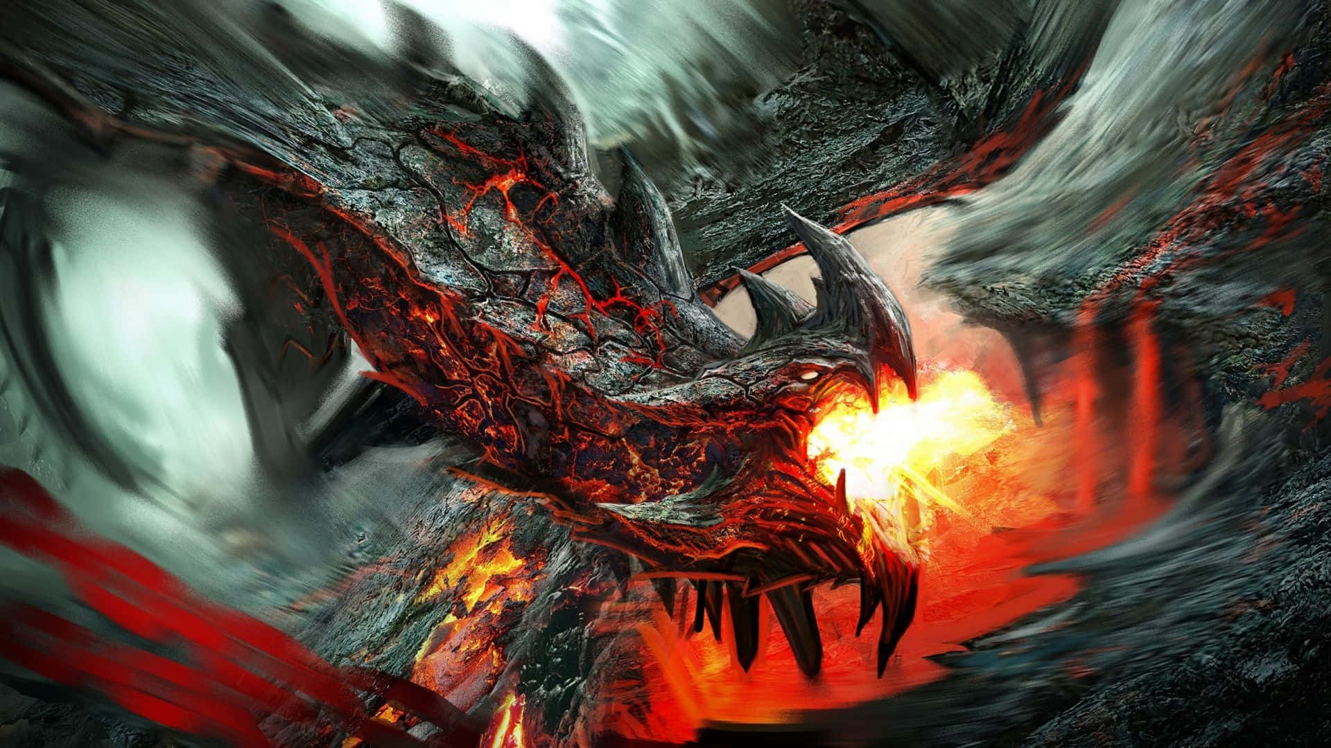 1080p dragon, fire-breathing dragon, colossal dark dragon, Full HD Desktop Wallpaper