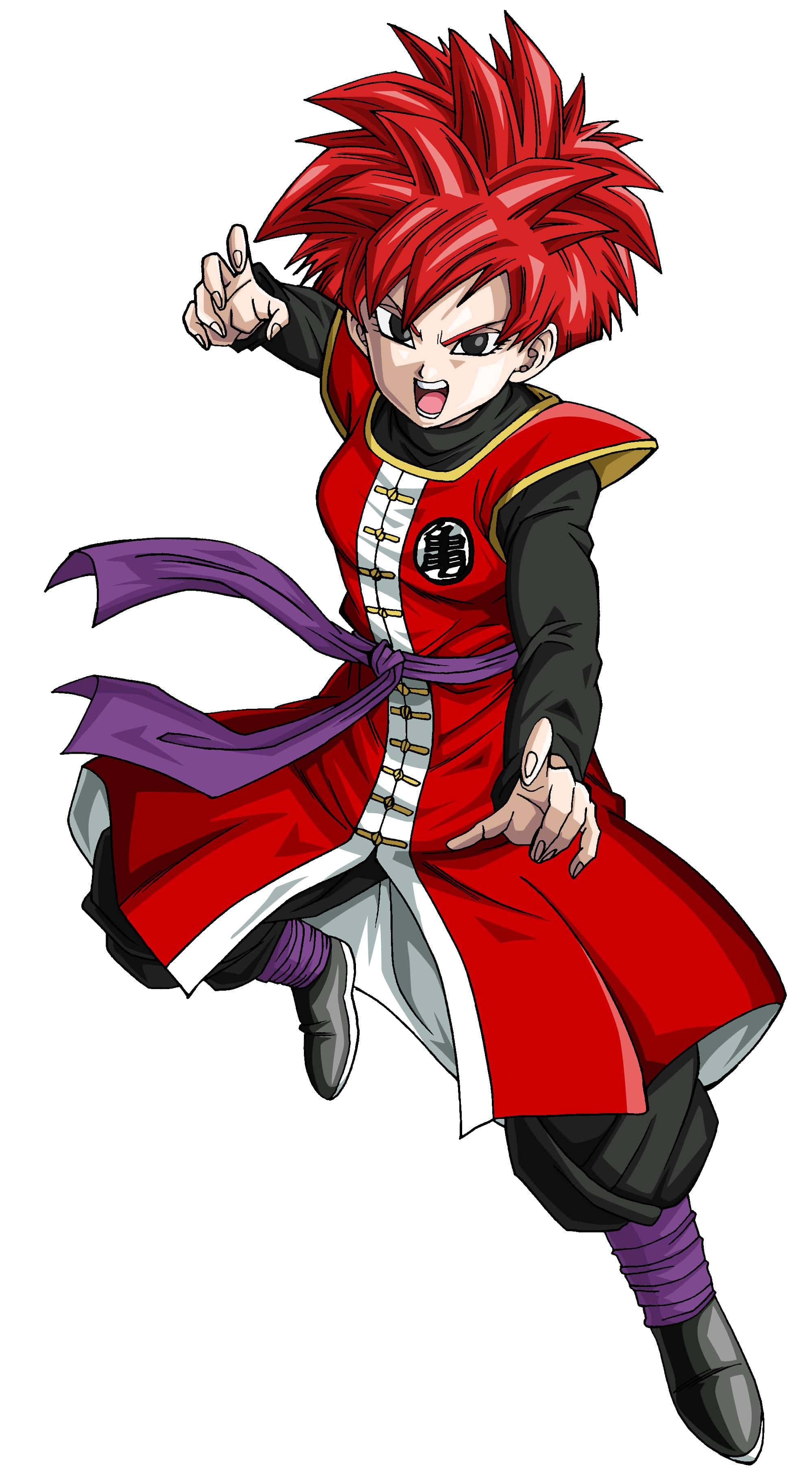 Dragon Ball Characters, spiky red hair, red and black outfit, 2K Phone Wallpaper