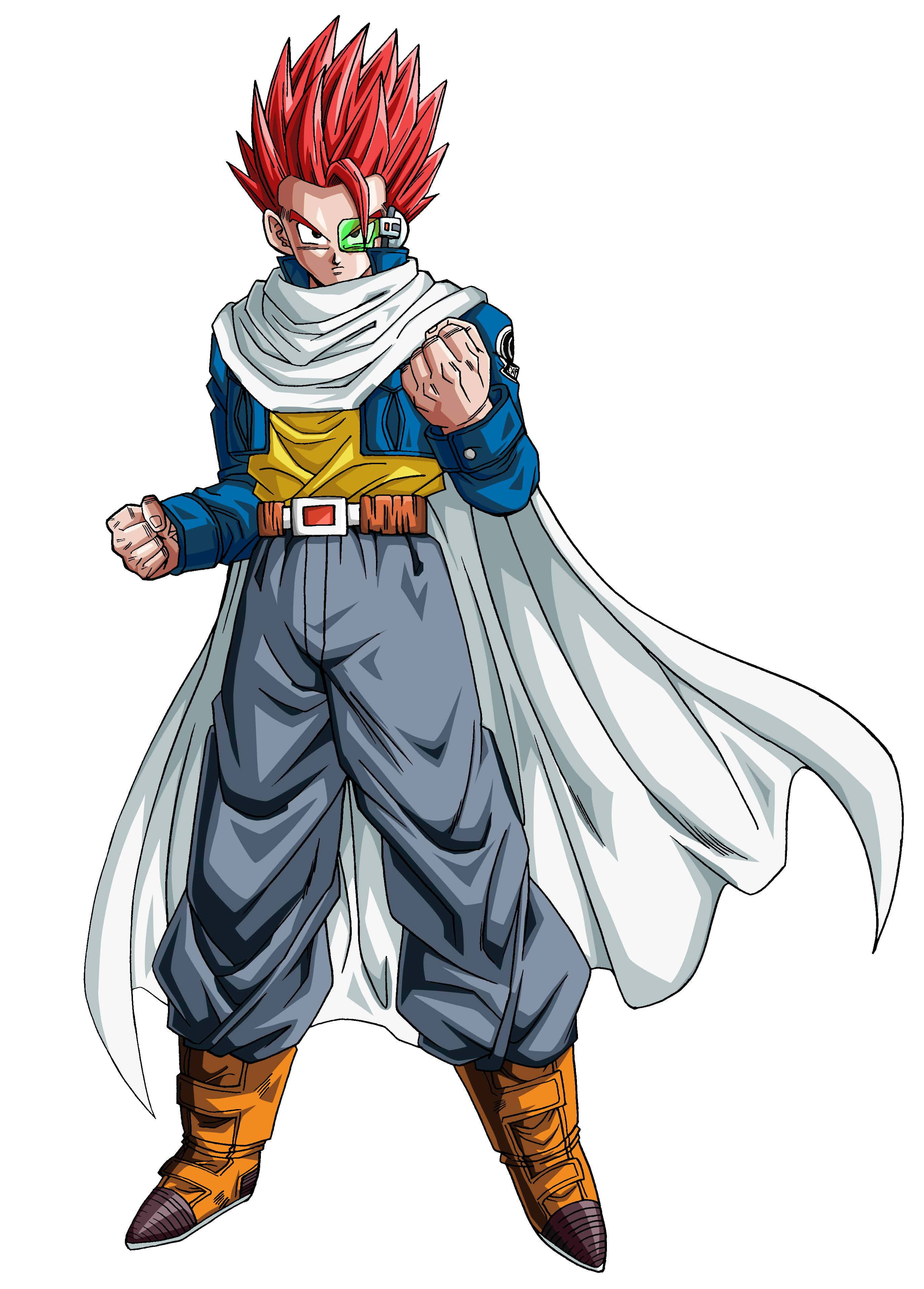 Dragon Ball Characters, spiky red hair, green eye patch, 2K Phone Wallpaper