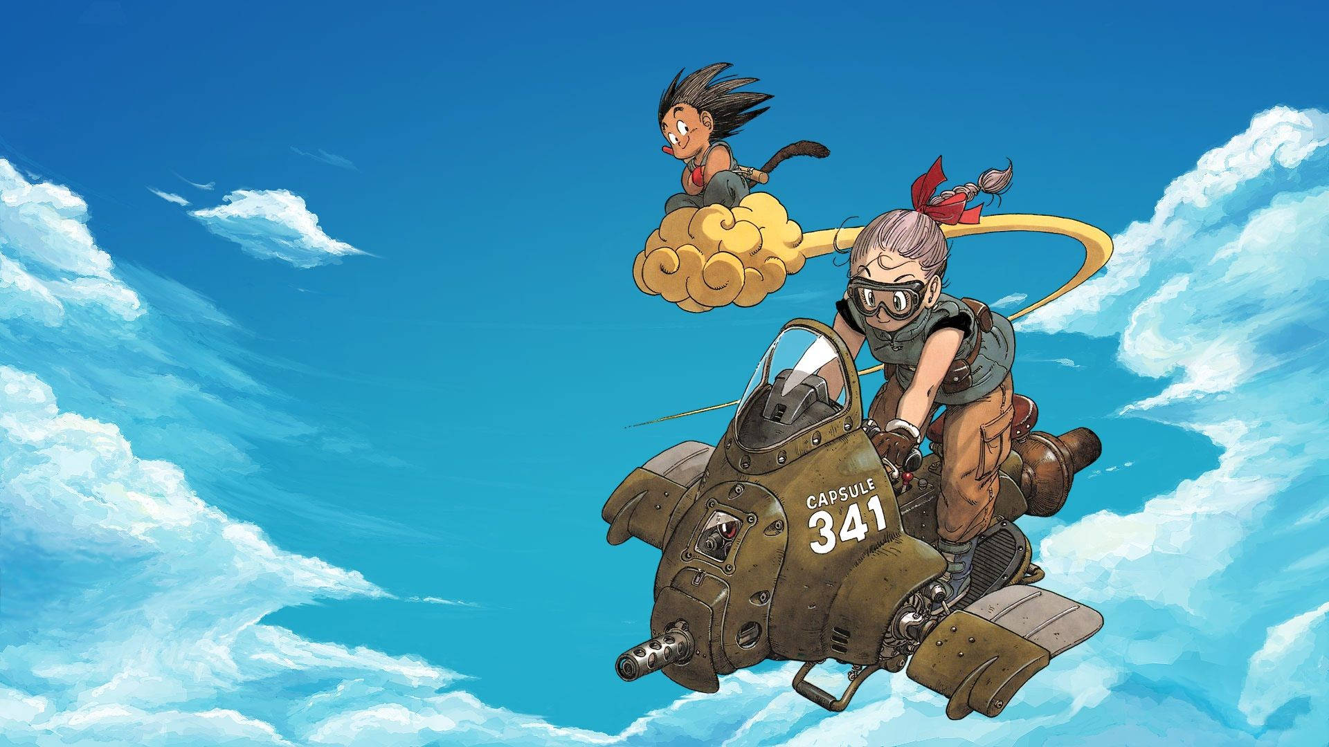 Dragon Ball Z, anime characters, bright blue sky, Full HD Desktop Wallpaper