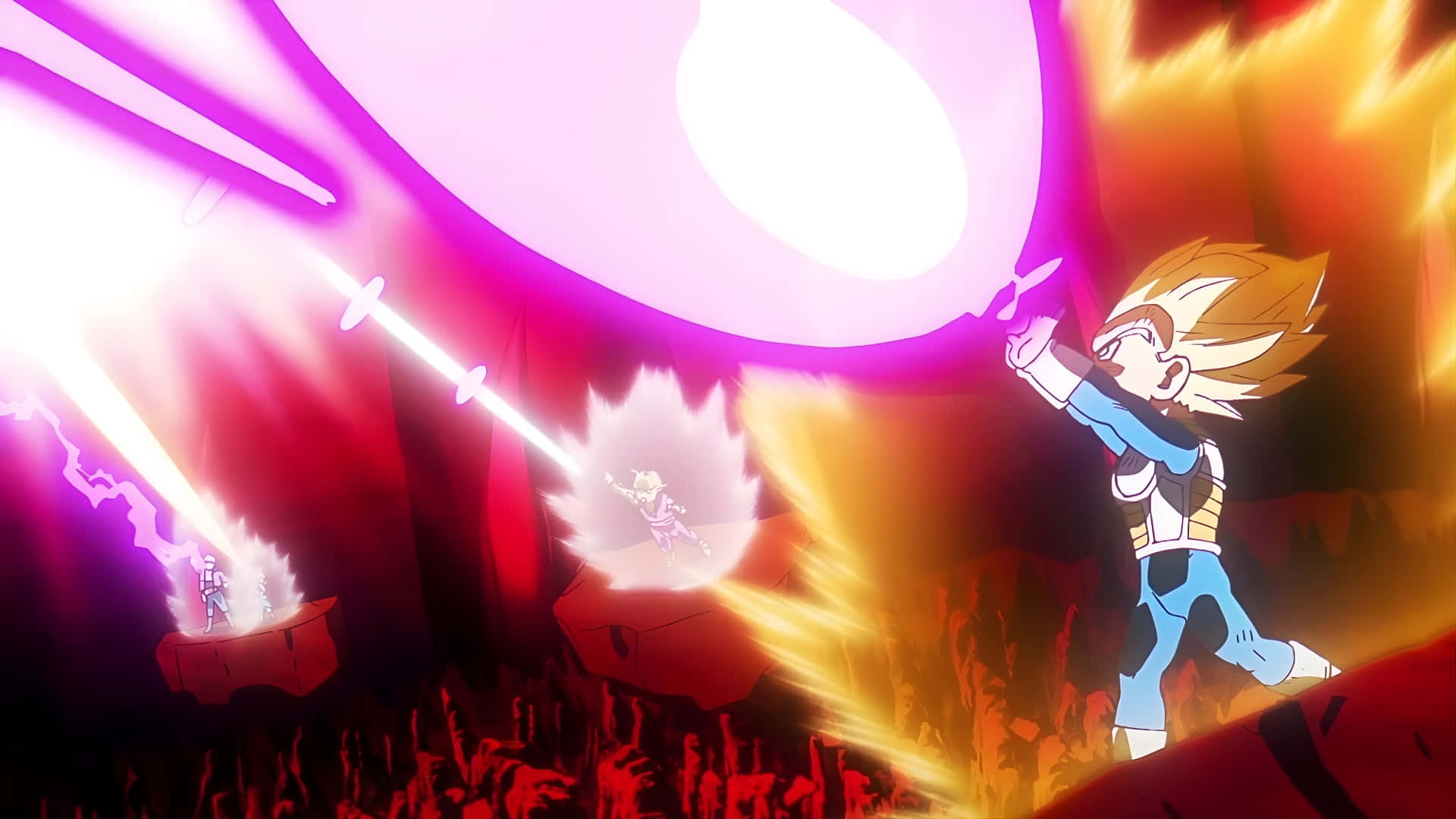 Dragon Ball Daima, golden-haired anime warrior, blue armor, Full HD Desktop Wallpaper