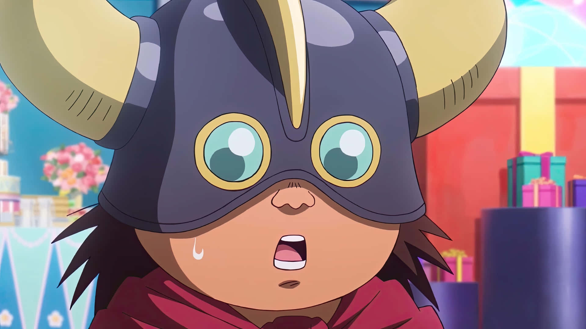 Dragon Ball Daima, character reaction, horned helmet, Full HD Desktop Wallpaper
