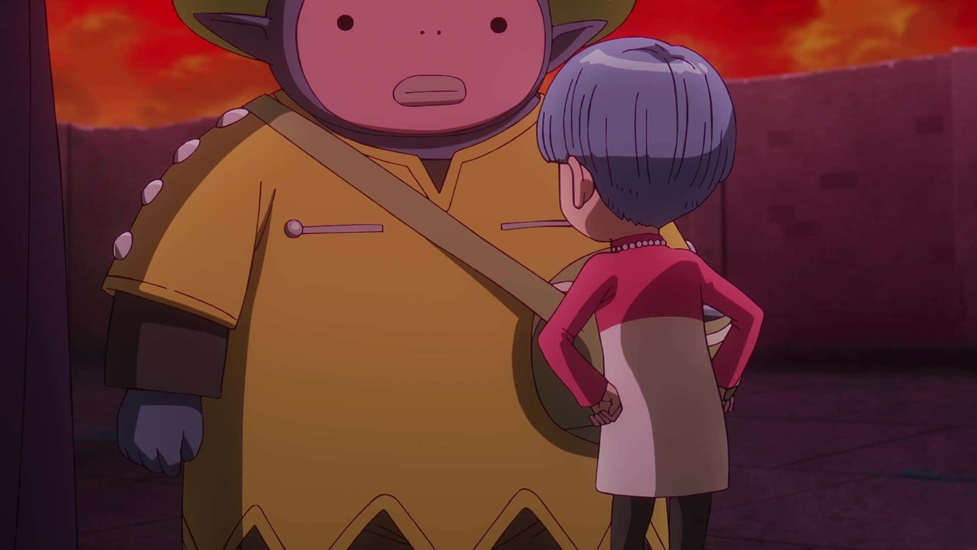Dragon Ball Daima, purple hair, large pink-skinned alien, Full HD Desktop Wallpaper