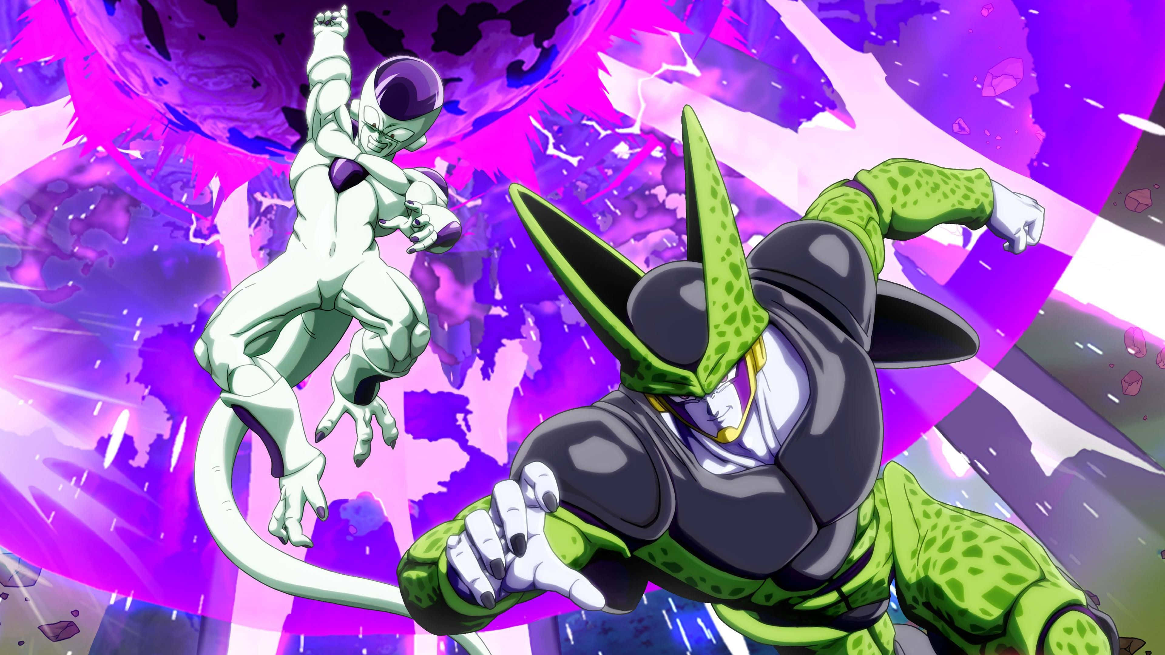 Dragon Ball Fighterz, anime characters, vibrant purple cosmic background, 4K Desktop Wallpaper