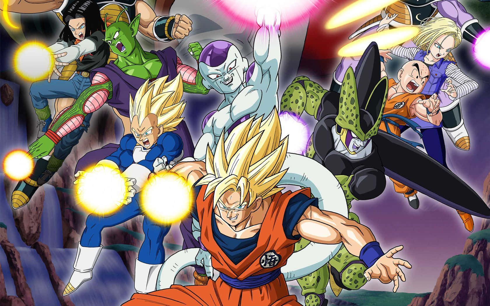 Dragon Ball FighterZ, anime warriors, glowing energy blasts, HD Desktop Wallpaper