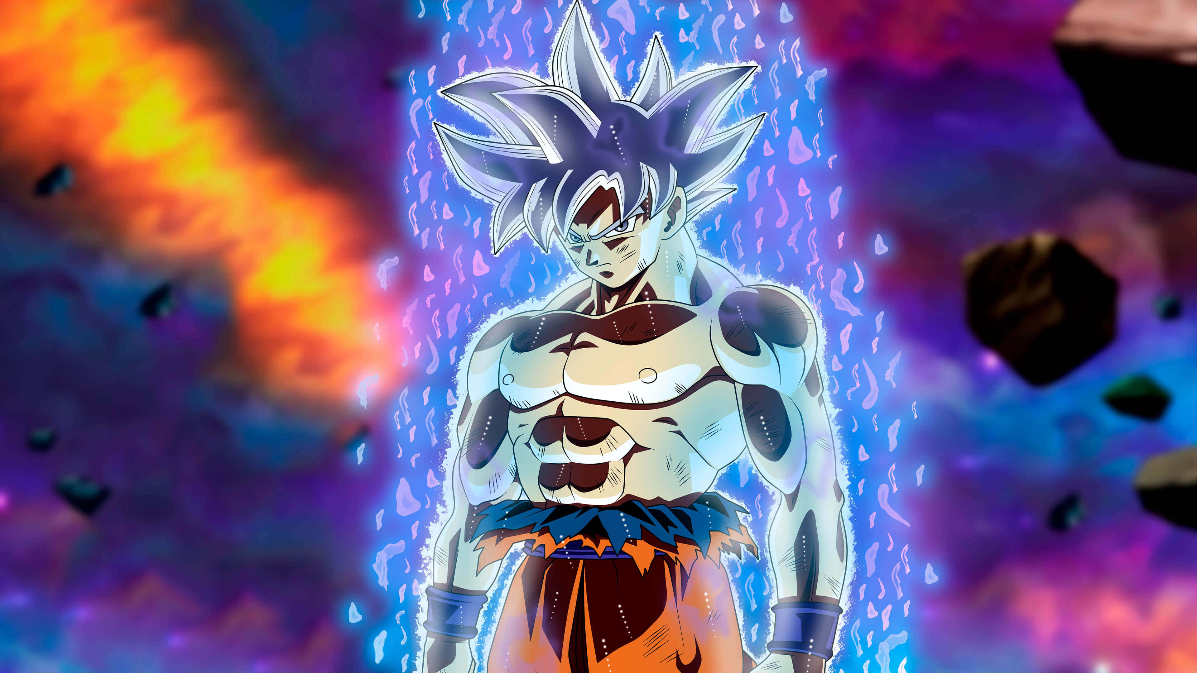 Dragon Ball, Goku Ultra Instinct, spiky blue hair, 4K Desktop Wallpaper