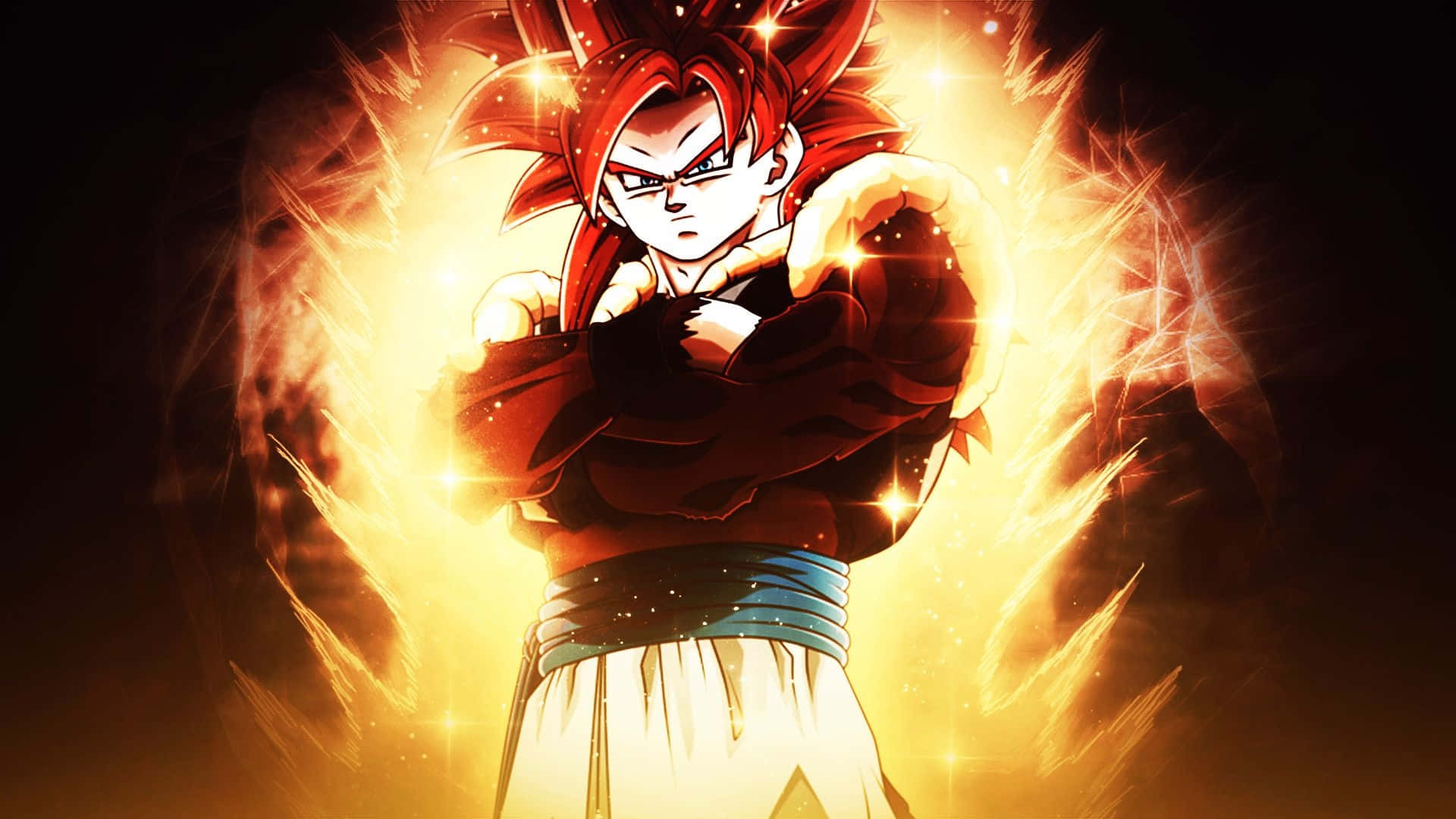 Dragon Ball GT, red hair, glowing aura, Full HD Desktop Wallpaper