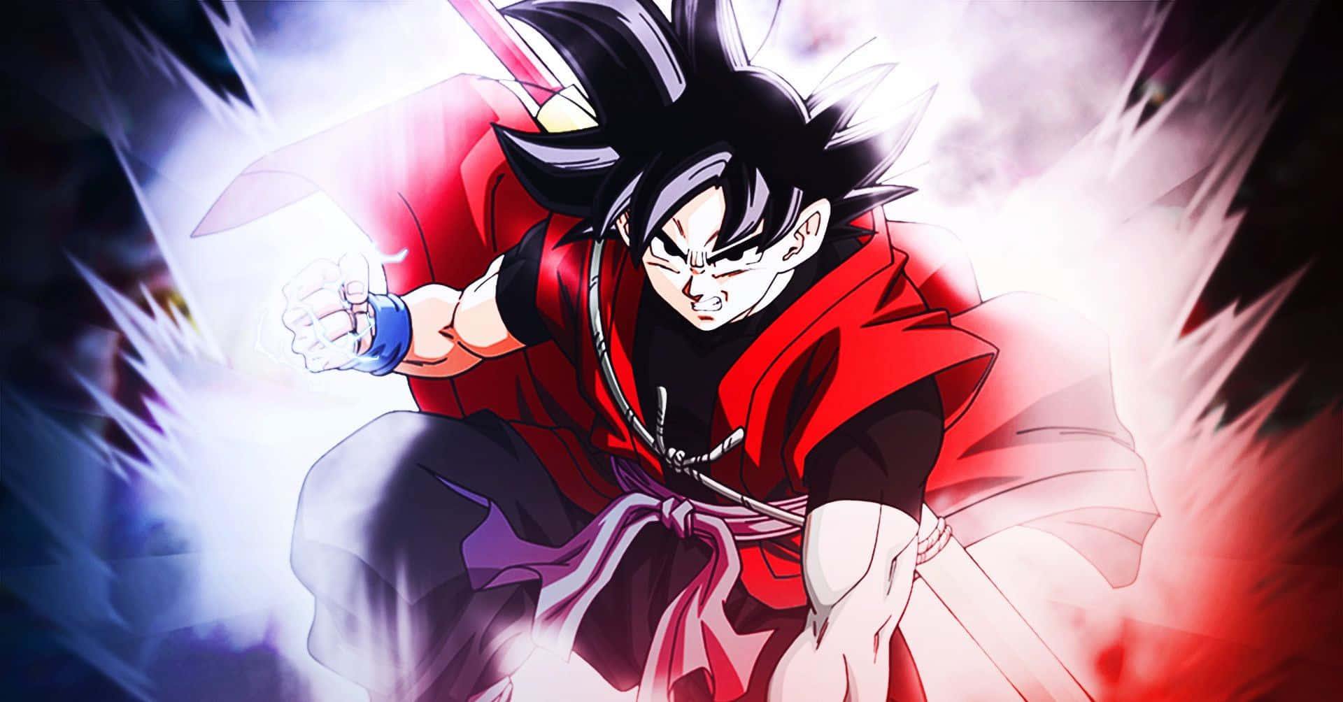 Dragon Ball Heroes, red gi, glowing energy blast, Full HD Desktop Wallpaper