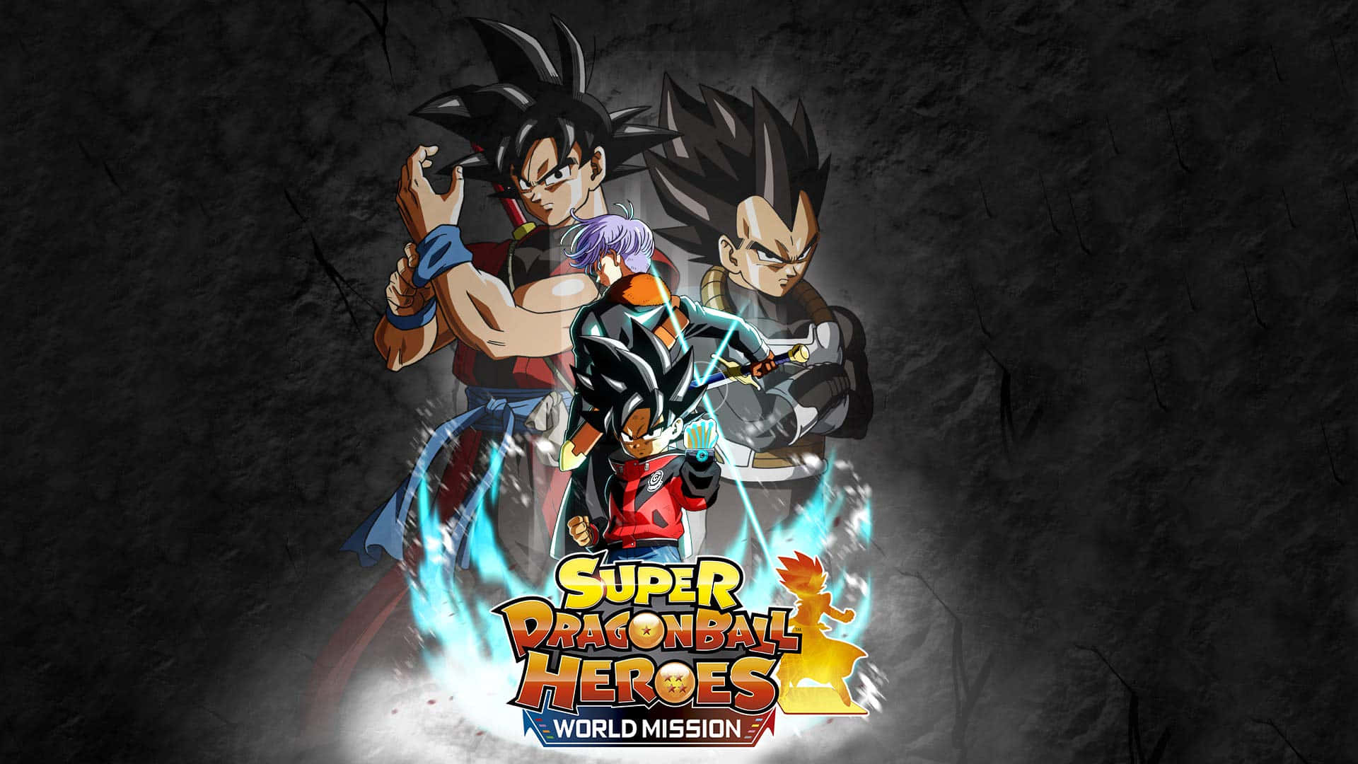 Dragon Ball Heroes, blue energy, cracked dark stone background, Full HD Desktop Wallpaper
